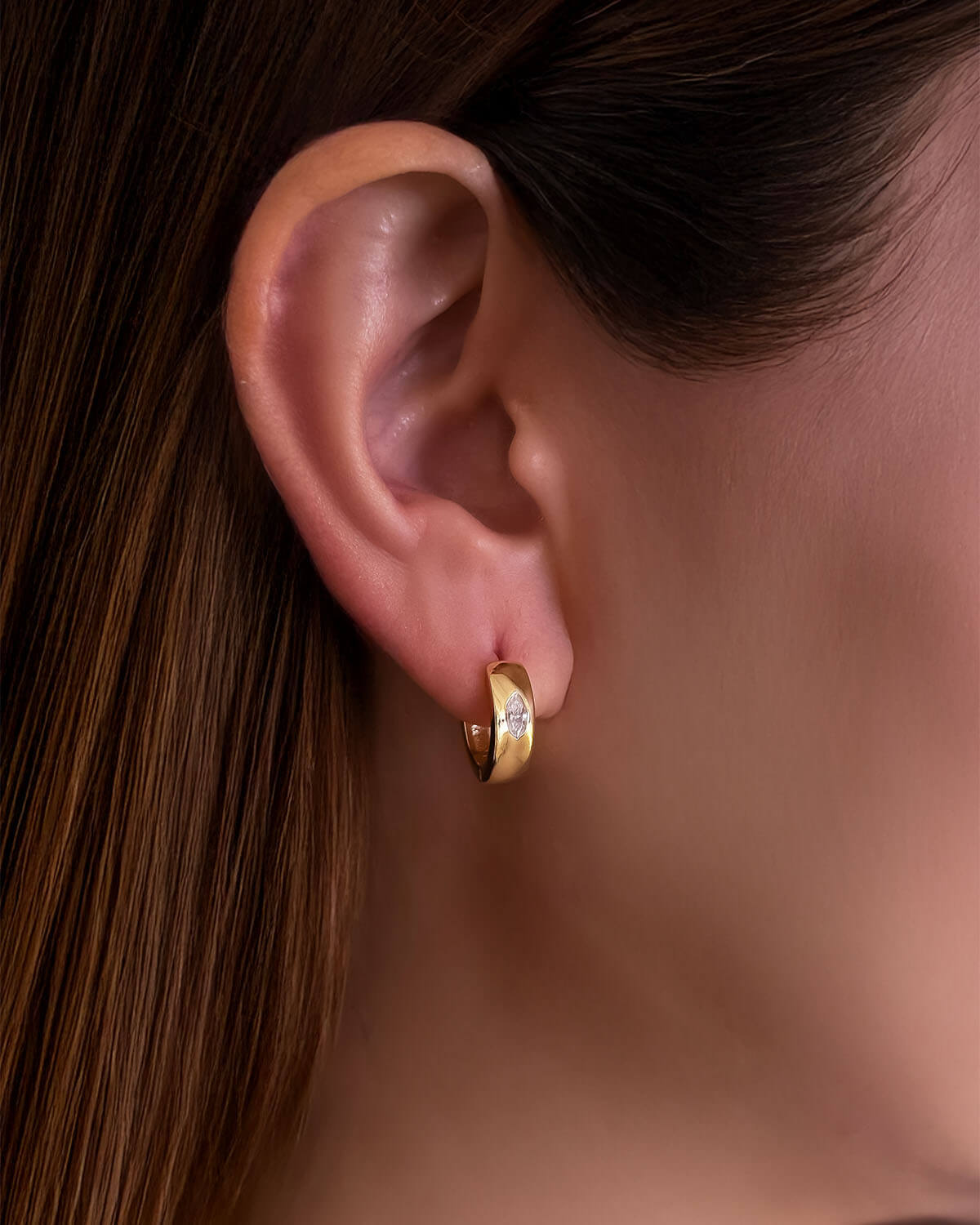Luna Arc- Marquise Gold Hoops-Opreshyne