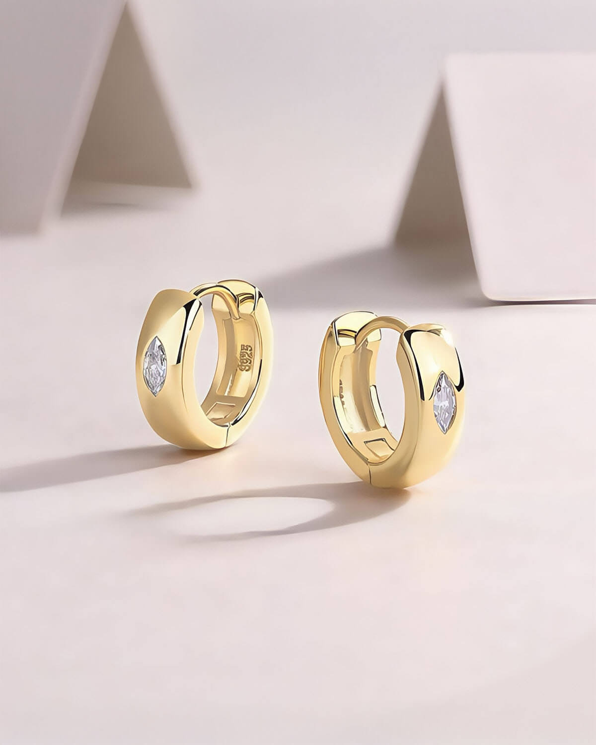 Luna Arc- Marquise Gold Hoops-Opreshyne