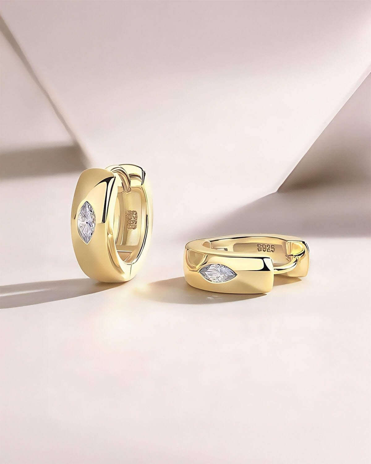 Luna Arc- Marquise Gold Hoops-Opreshyne