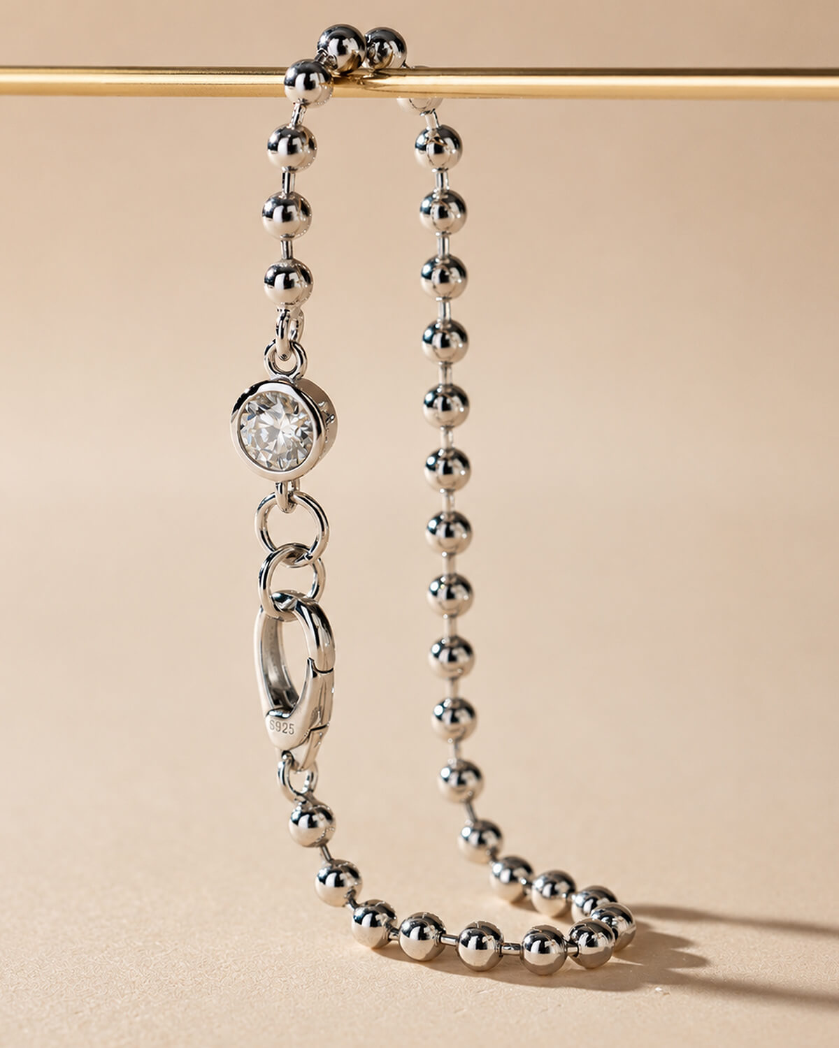 Solenne Bezel Diamond Bead Bracelet
