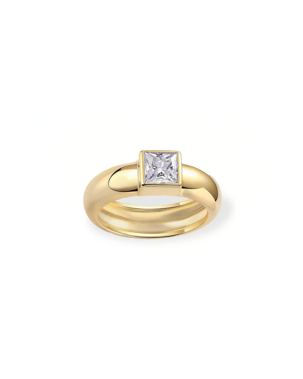 Princess Cut Diamond Ring | Wide Band Modern Statement Design