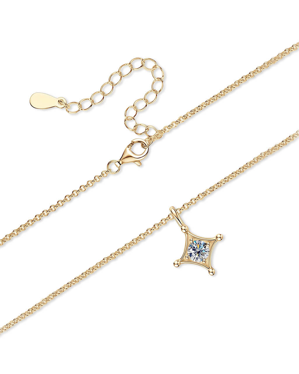 Single Diamond Necklace | Four Point Star Design – Opreshyne