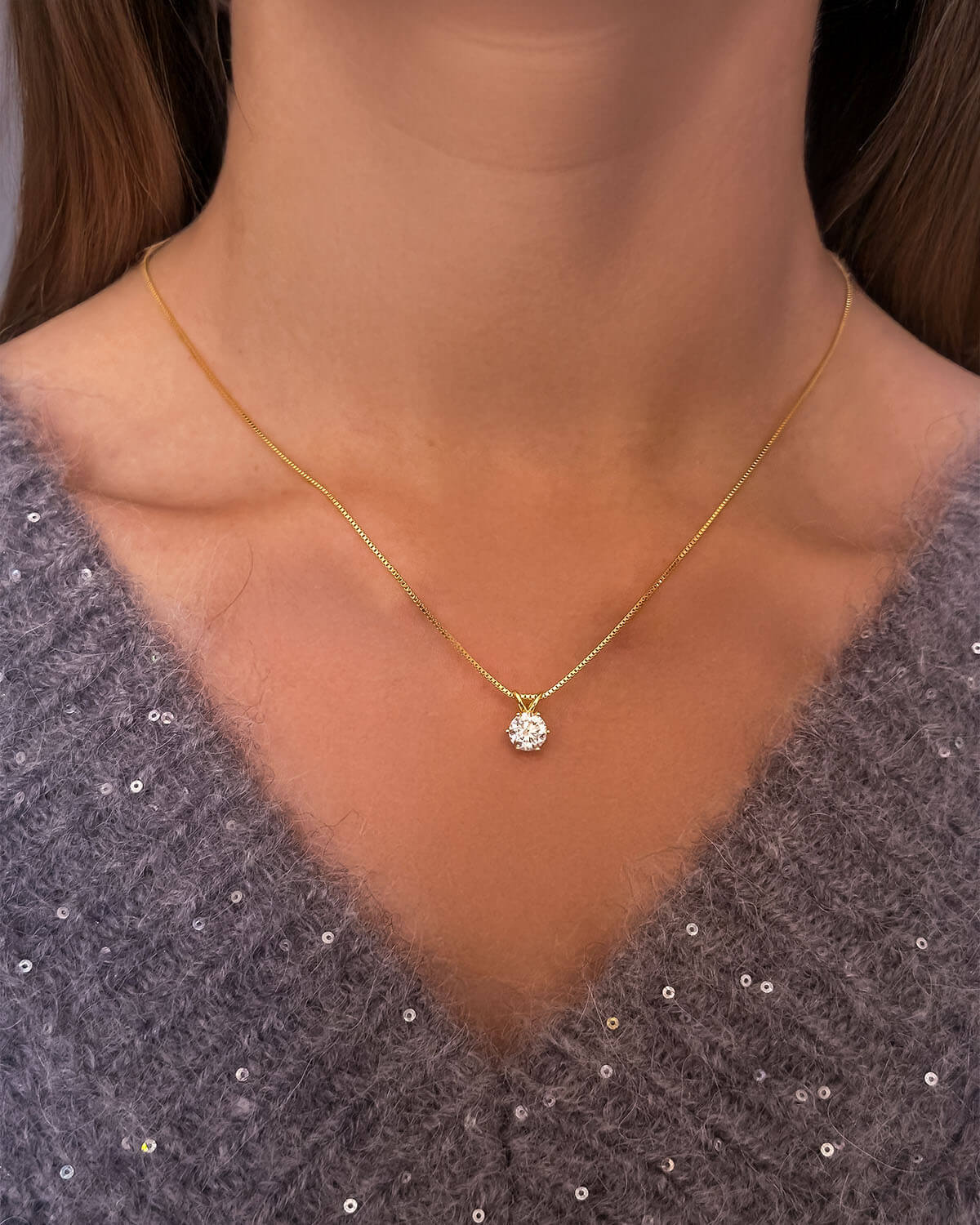 Solo Spark -1 Carat Solitaire Diamond Necklace-Opreshyne