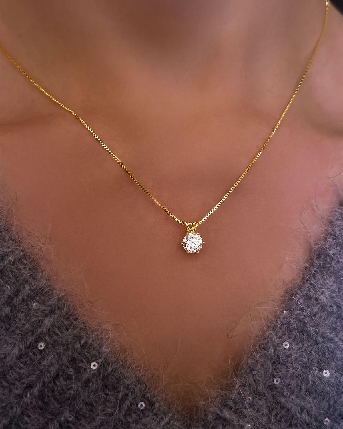 Solo Spark -1 Carat Solitaire Diamond Necklace-Opreshyne