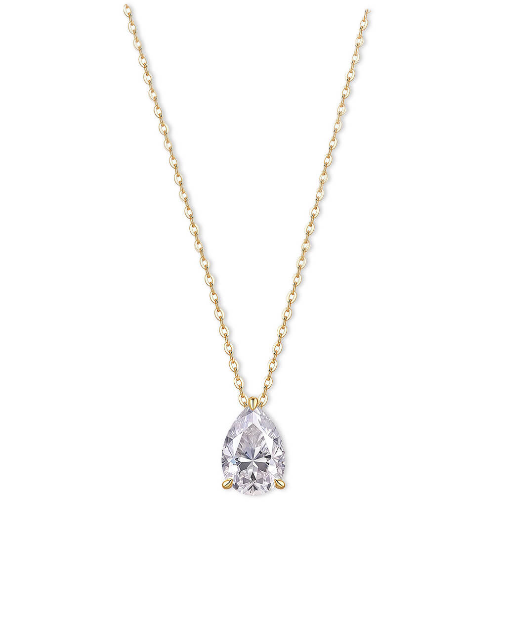 Tear of Starlight- Pear Solitaire Necklace-Opreshyne