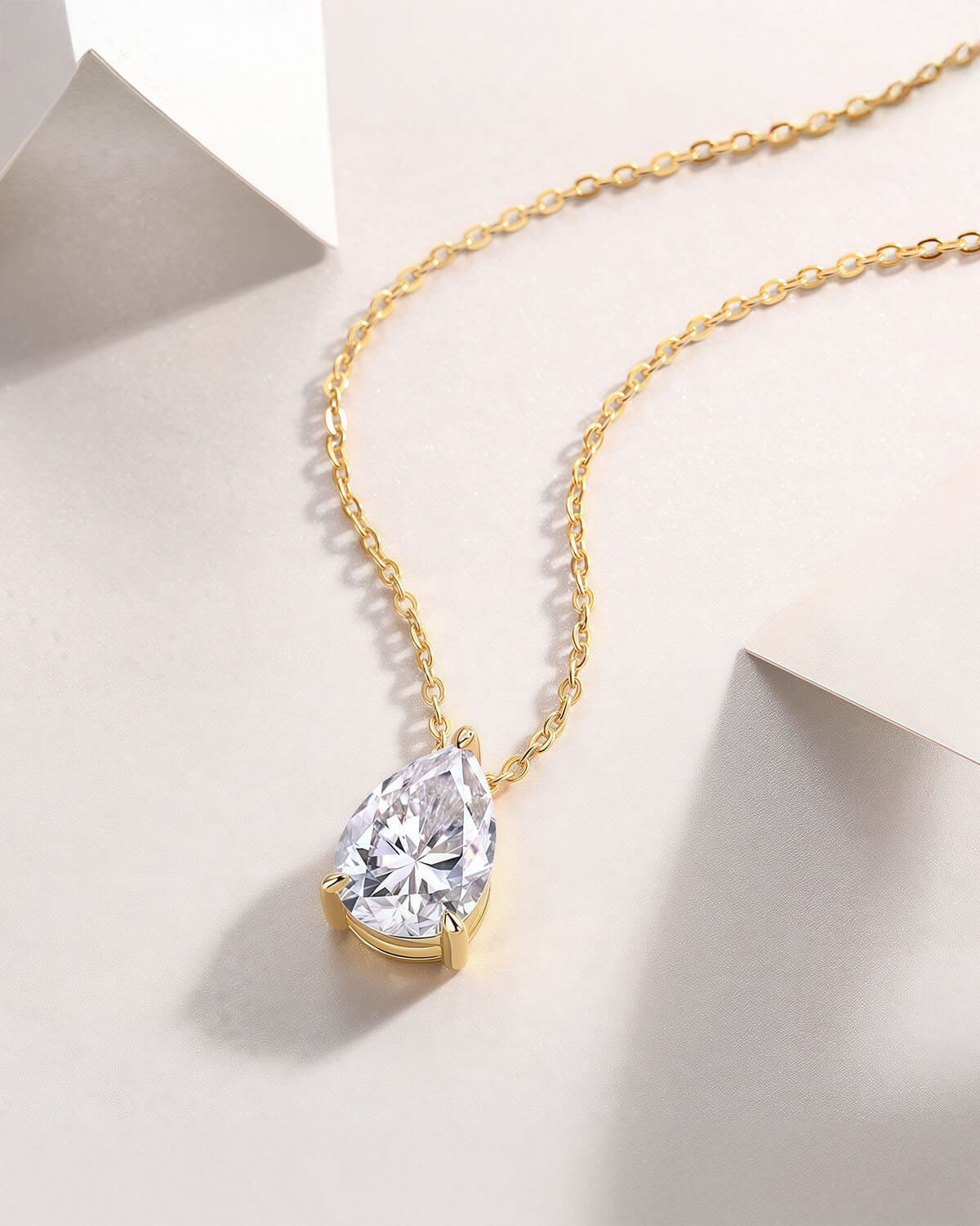 Tear of Starlight- Pear Solitaire Necklace-Opreshyne