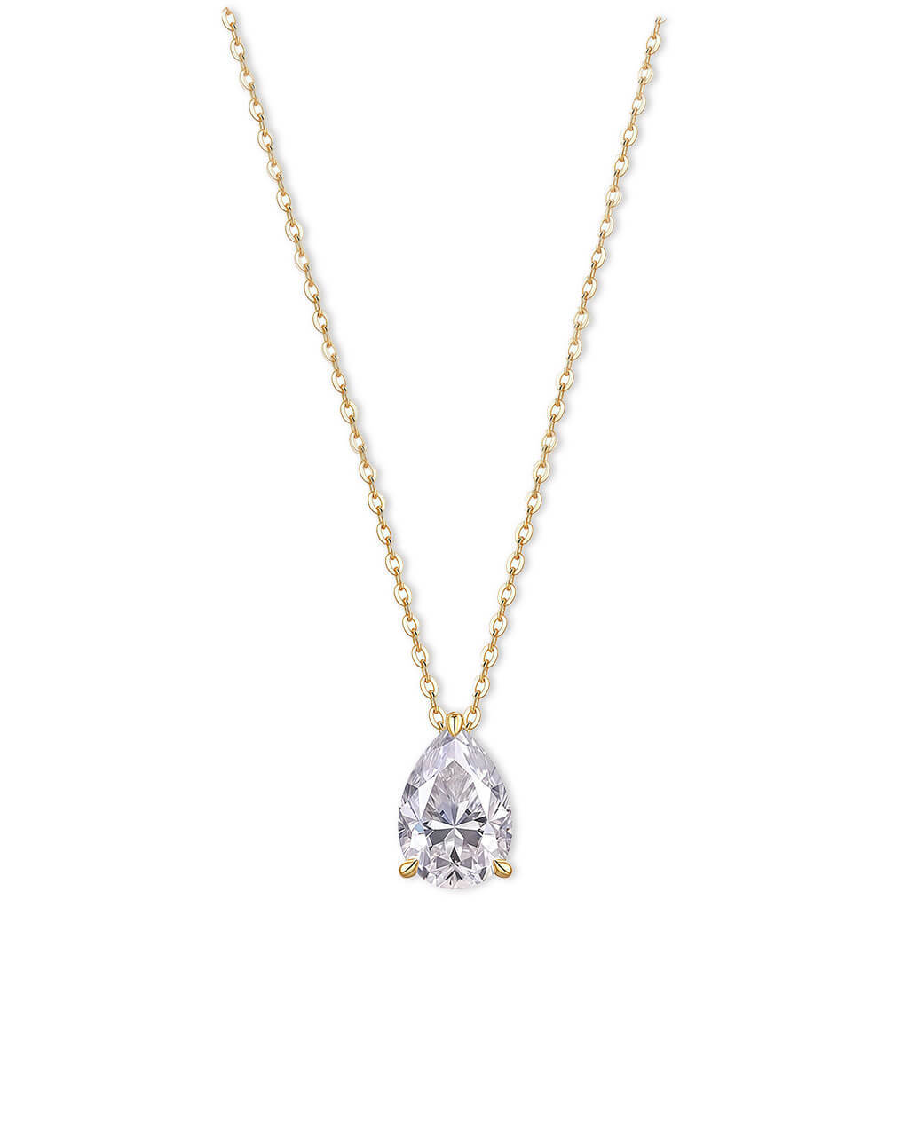 Tear of Starlight- Pear Solitaire Necklace-Opreshyne