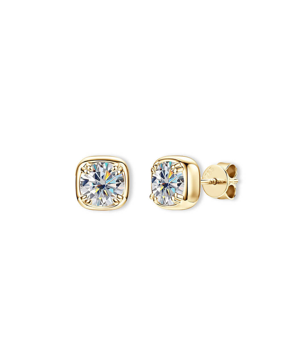 Solo Cube – Square Moissanite Stud Earrings-Opreshyne