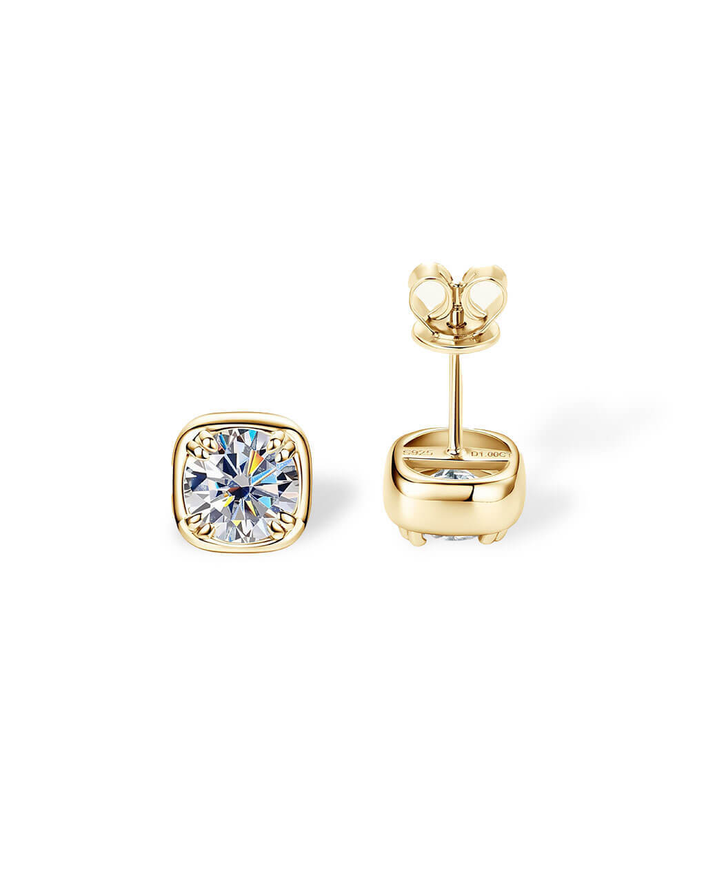 Solo Cube – Square Moissanite Stud Earrings-Opreshyne