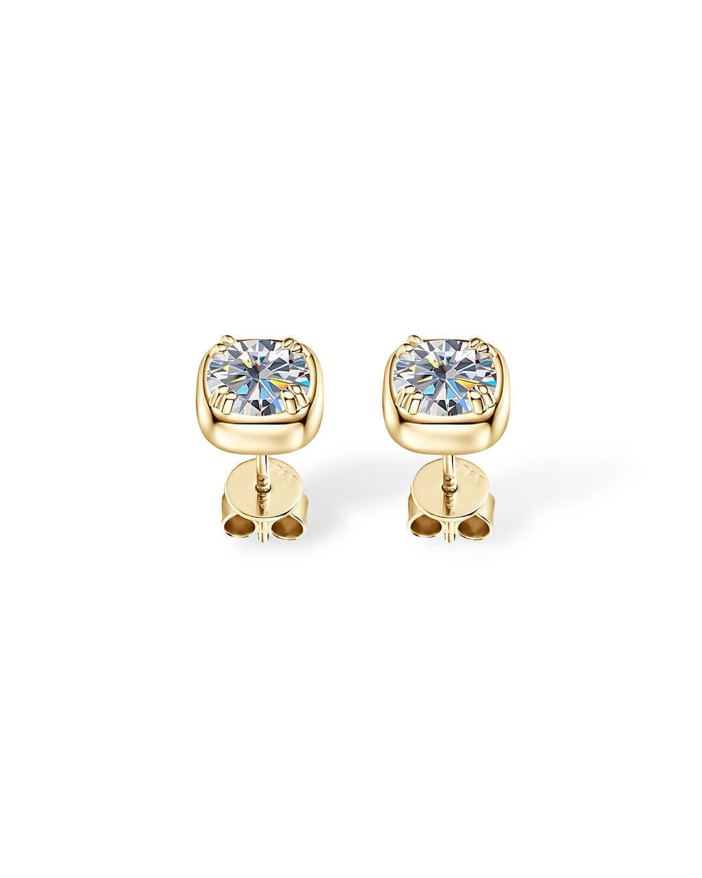 Solo Cube – Square Moissanite Stud Earrings-Opreshyne