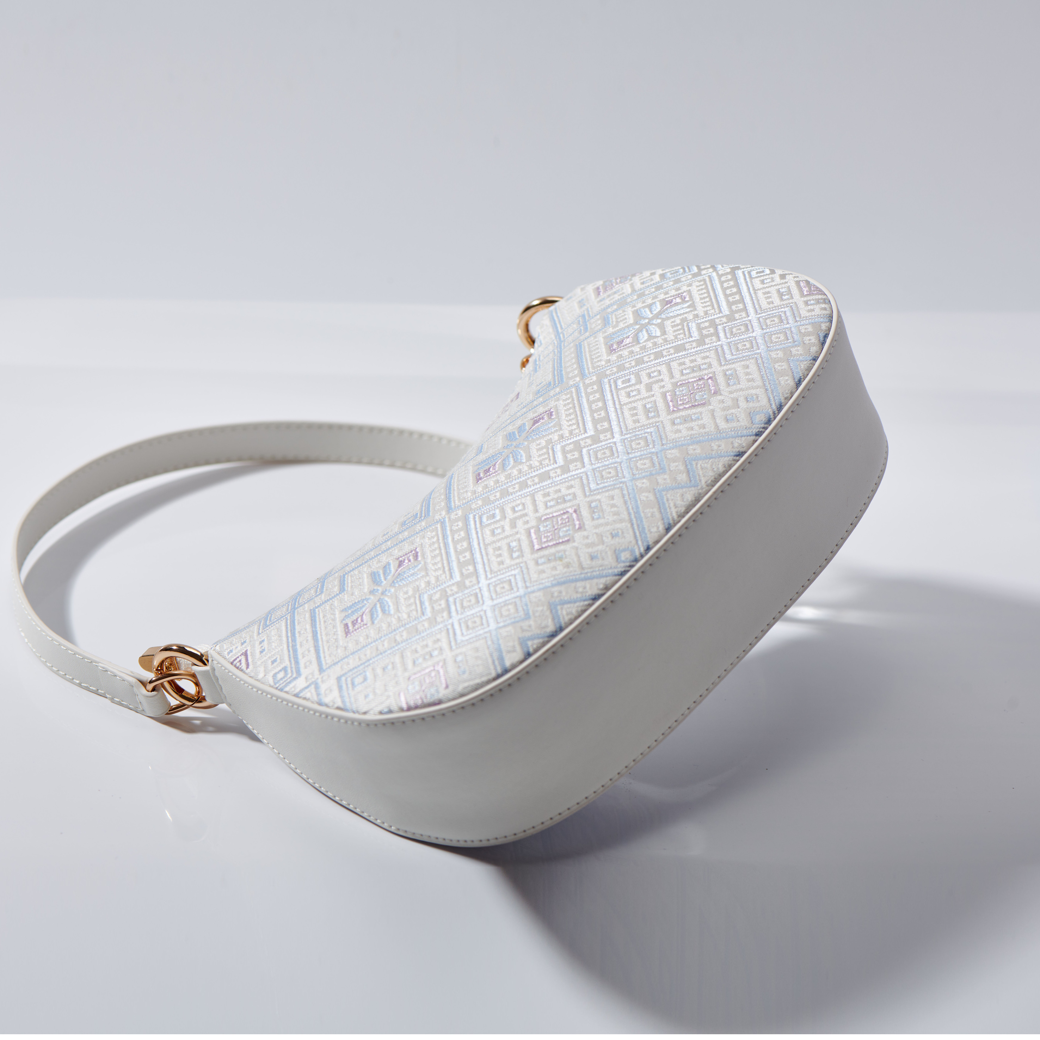 Crescent Moon Ancient Embroidery Medium Size Classical Handmade Brocade Patter Shoulder Bag