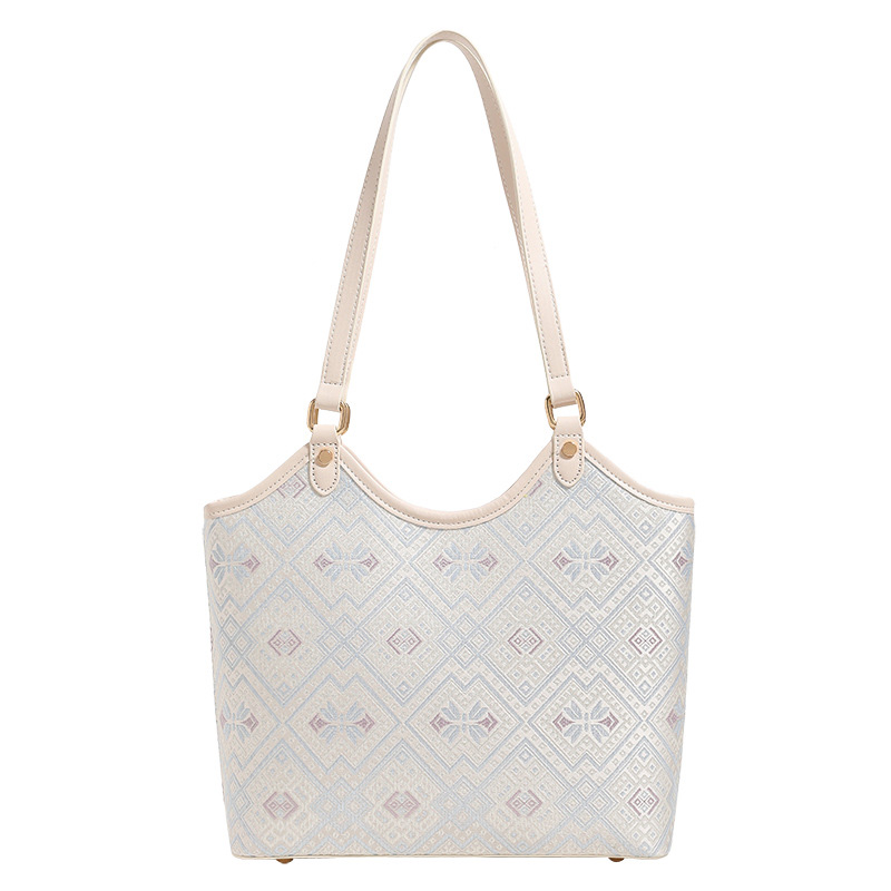Light Weight Embroidery Large Size Handwoven Zhuang Pattern Modern Daily Tote Bag
