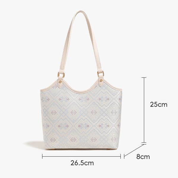 Light Weight Embroidery Large Size Handwoven Zhuang Pattern Modern Daily Tote Bag