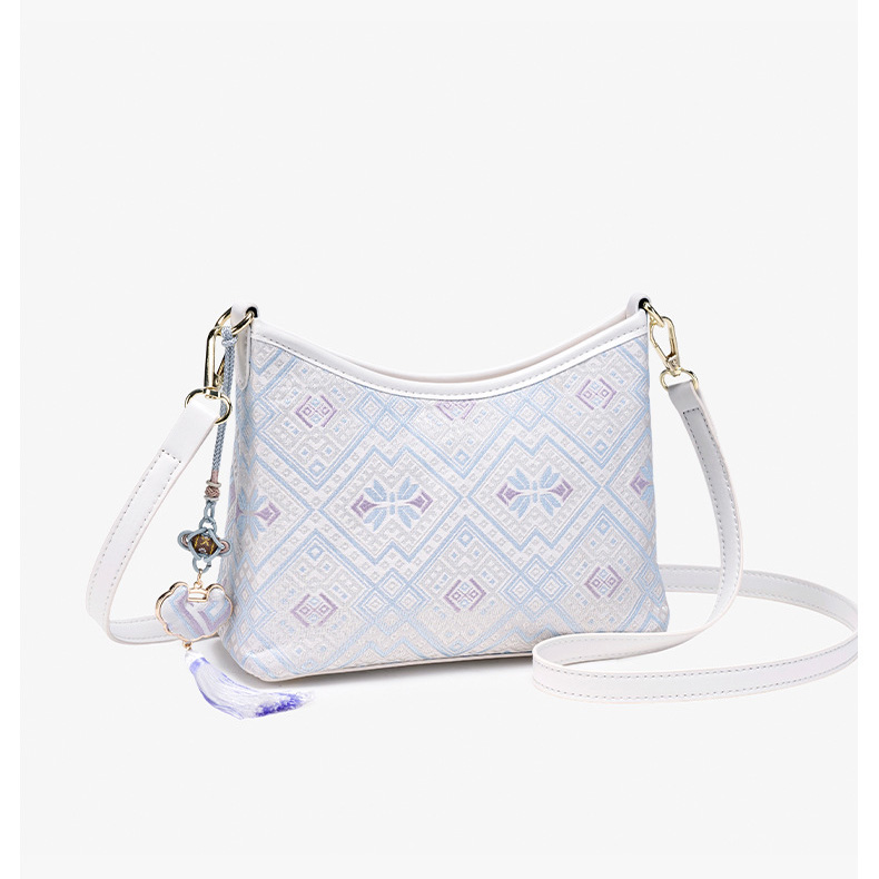 Cute Embroidery Small Size Handwoven Zhuang Pattern Modern Daily Crossbody Bag