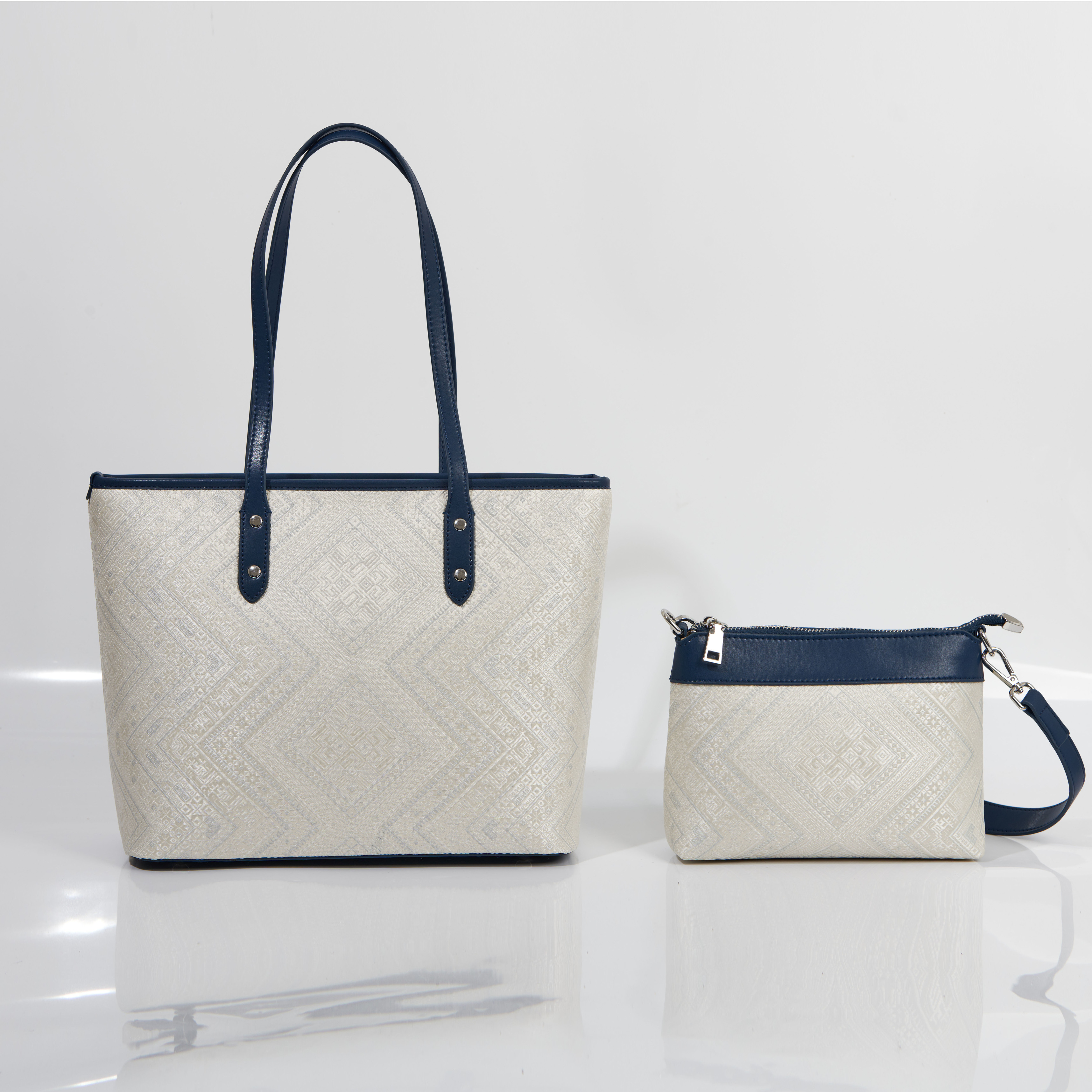 Large Capacity 2 in 1 Embroidery Handmade Brocade Pattern Vintage Daily Tote Bag