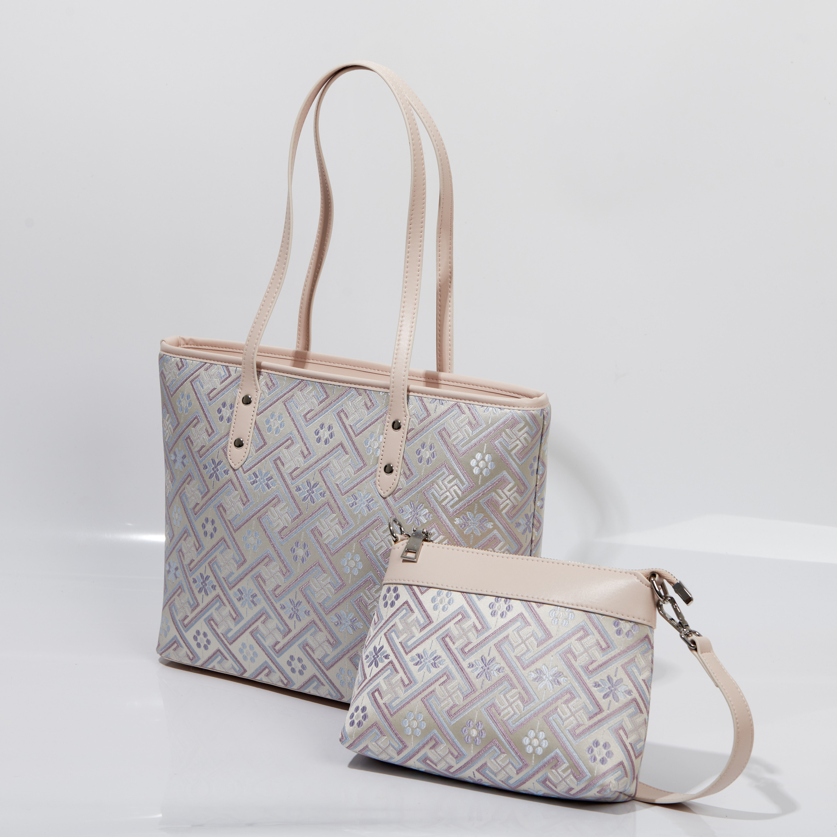 Fashion Large Capacity 2 in 1 Embroidery Handmade Brocade Pattern Daily Tote Bag