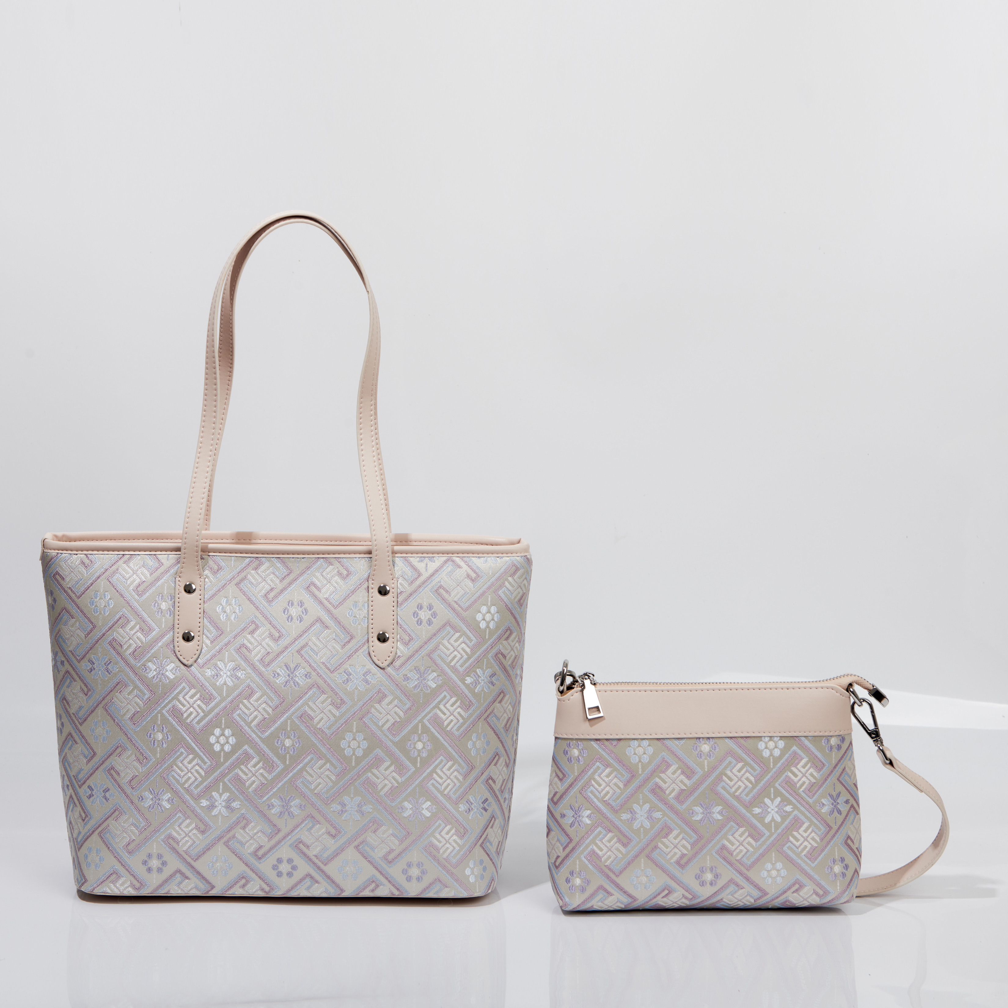 Fashion Large Capacity 2 in 1 Embroidery Handmade Brocade Pattern Daily Tote Bag
