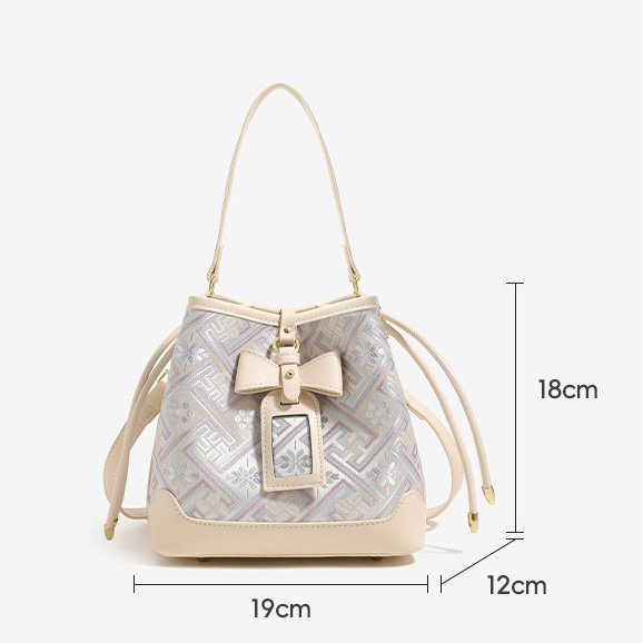 Cute Large Capacity Embroidery Handmade Brocade Pattern Lucuky Handbag