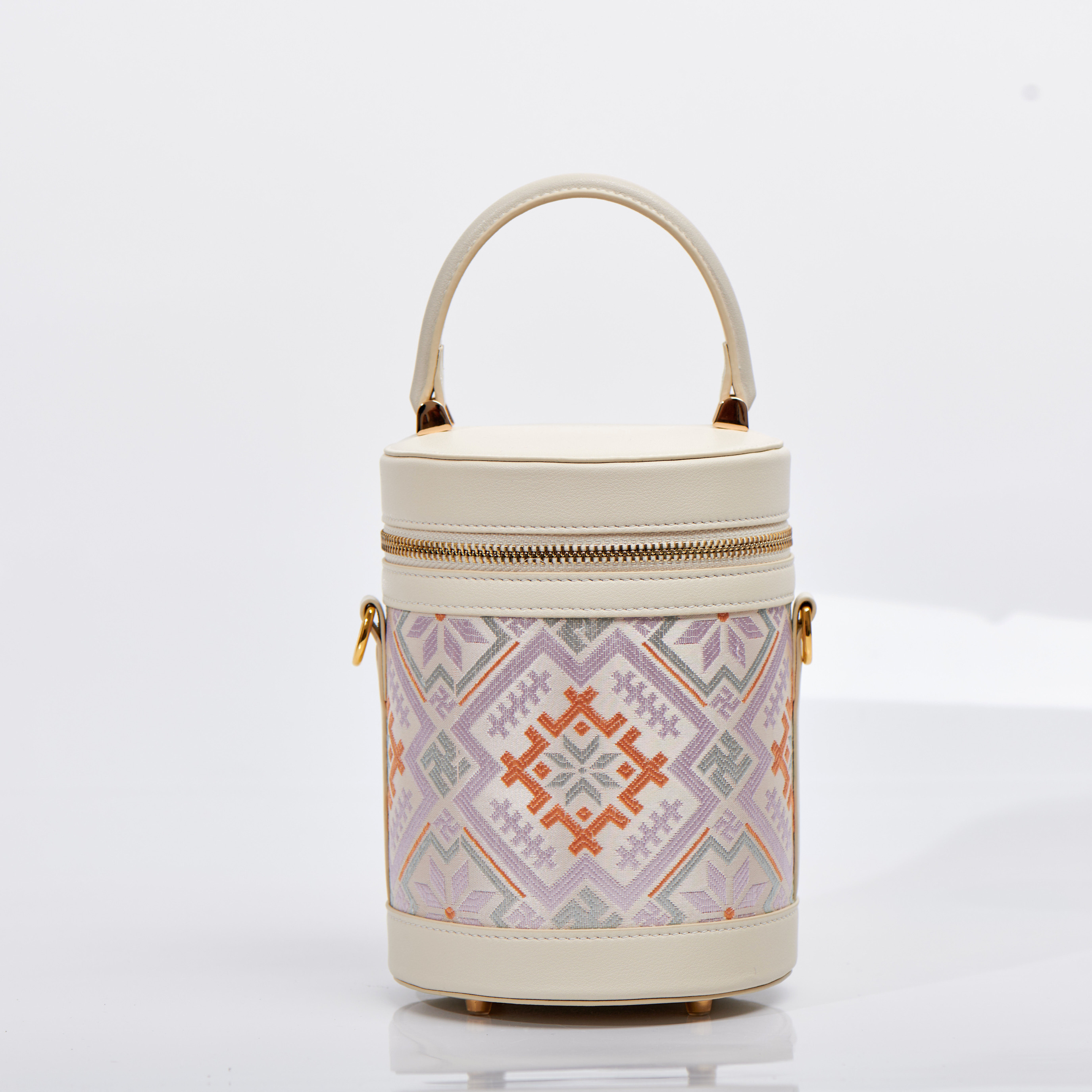 Medium Size Elegant Traditional Embroidery Handmade Brocade Cute Bucket HandBag