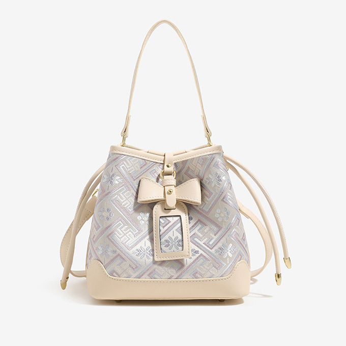 Cute Large Capacity Embroidery Handmade Brocade Pattern Lucuky Handbag