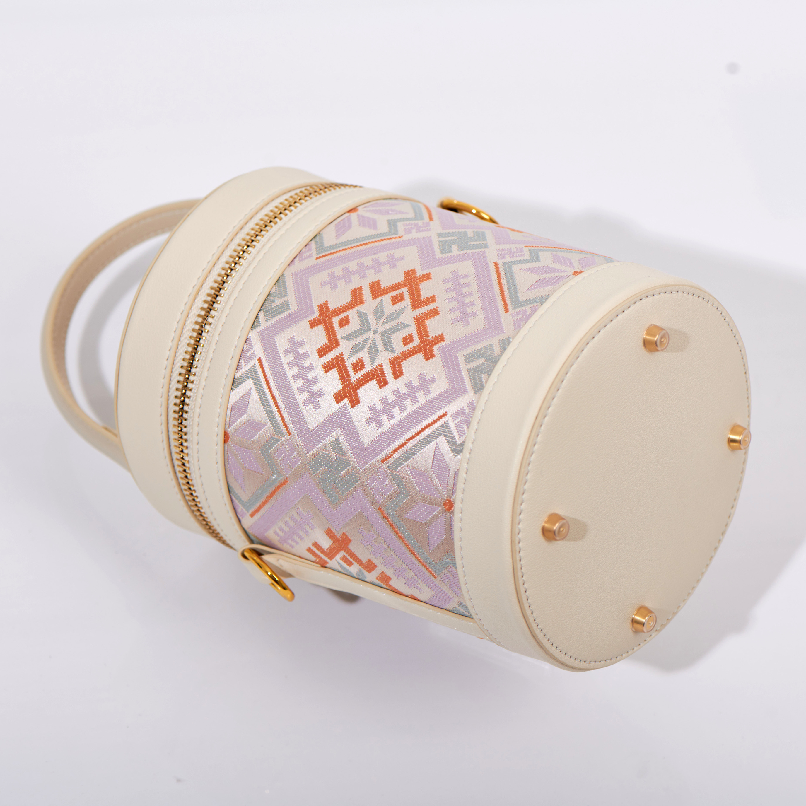 Medium Size Elegant Traditional Embroidery Handmade Brocade Cute Bucket HandBag