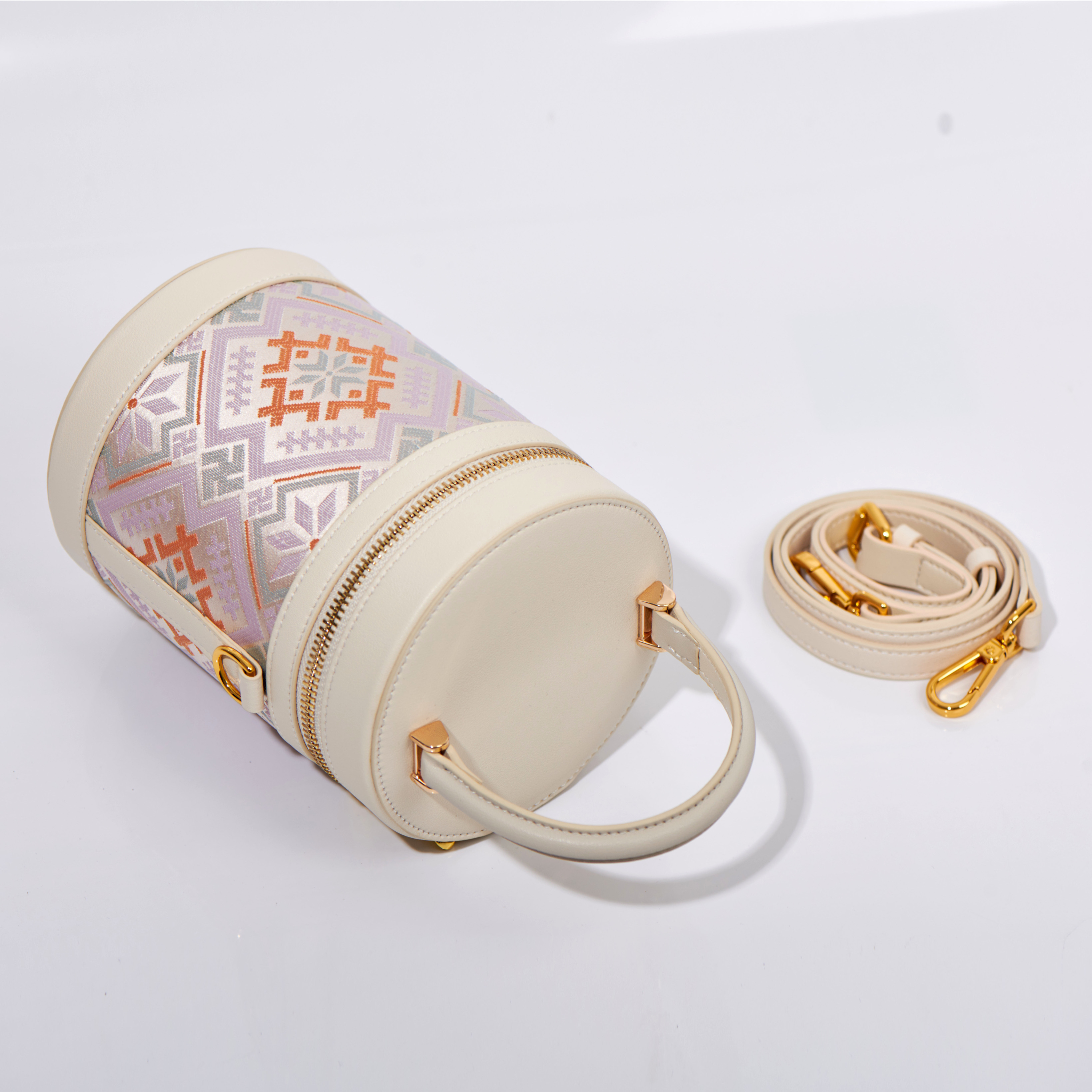 Medium Size Elegant Traditional Embroidery Handmade Brocade Cute Bucket HandBag