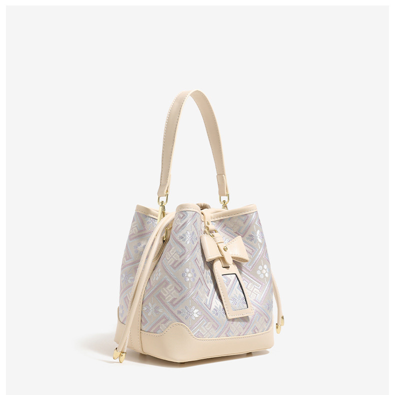 Cute Large Capacity Embroidery Handmade Brocade Pattern Lucuky Handbag