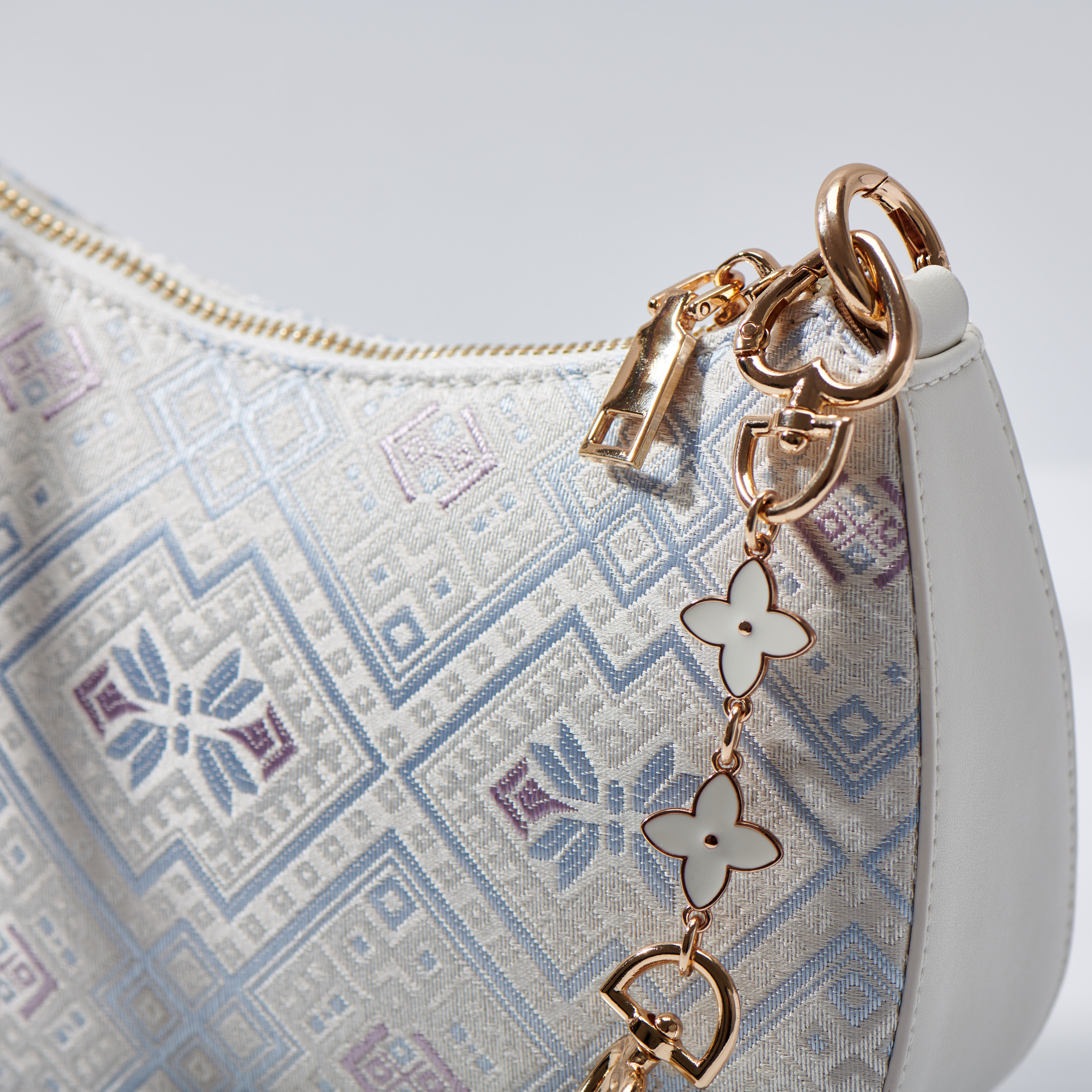 Crescent Moon Ancient Embroidery Medium Size Classical Handmade Brocade Patter Shoulder Bag
