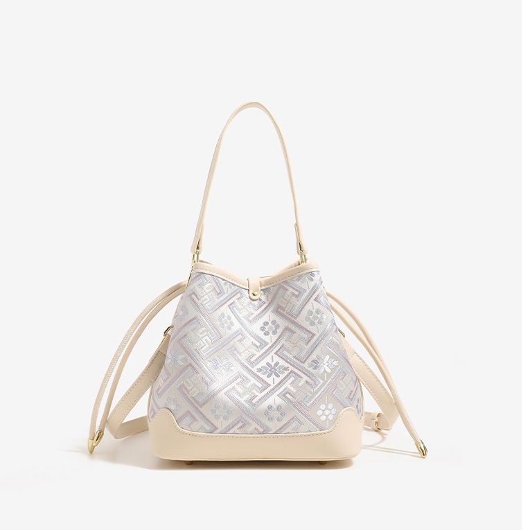 Cute Large Capacity Embroidery Handmade Brocade Pattern Lucuky Handbag