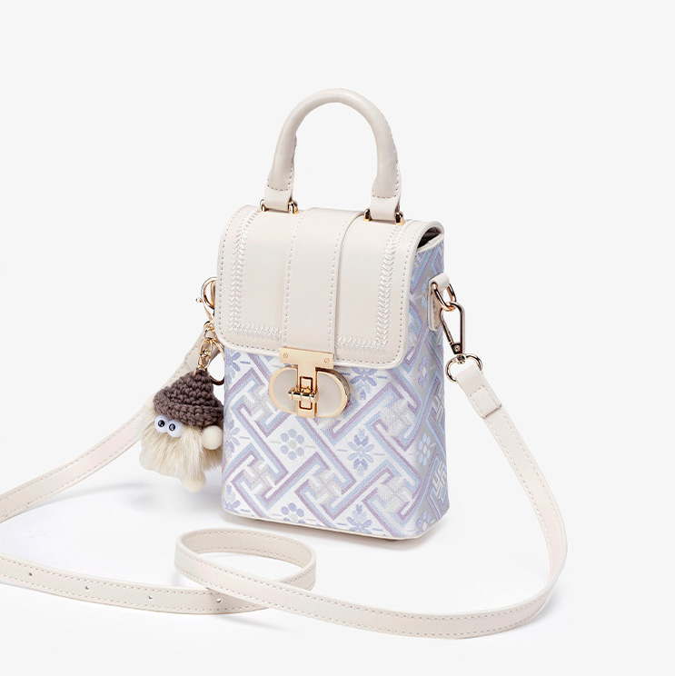 Cute Mini Size Handmade Brocade Pattern Daily Crossbody Bag