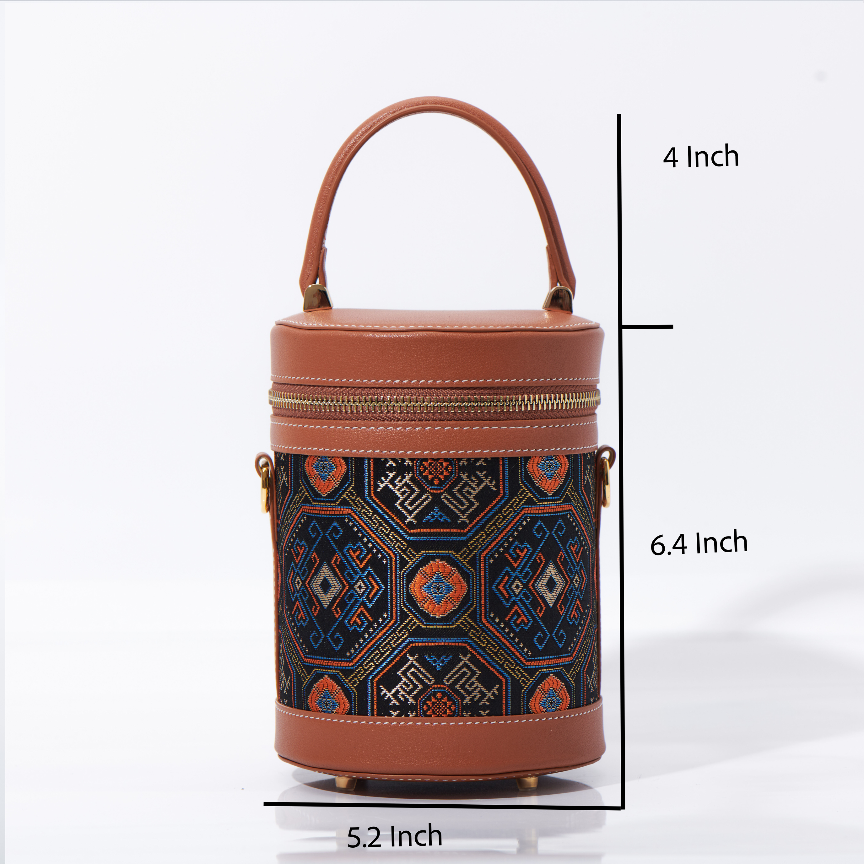 Elegant Traditional Embroidery Handmade Brocade Cute Bucket HandBag
