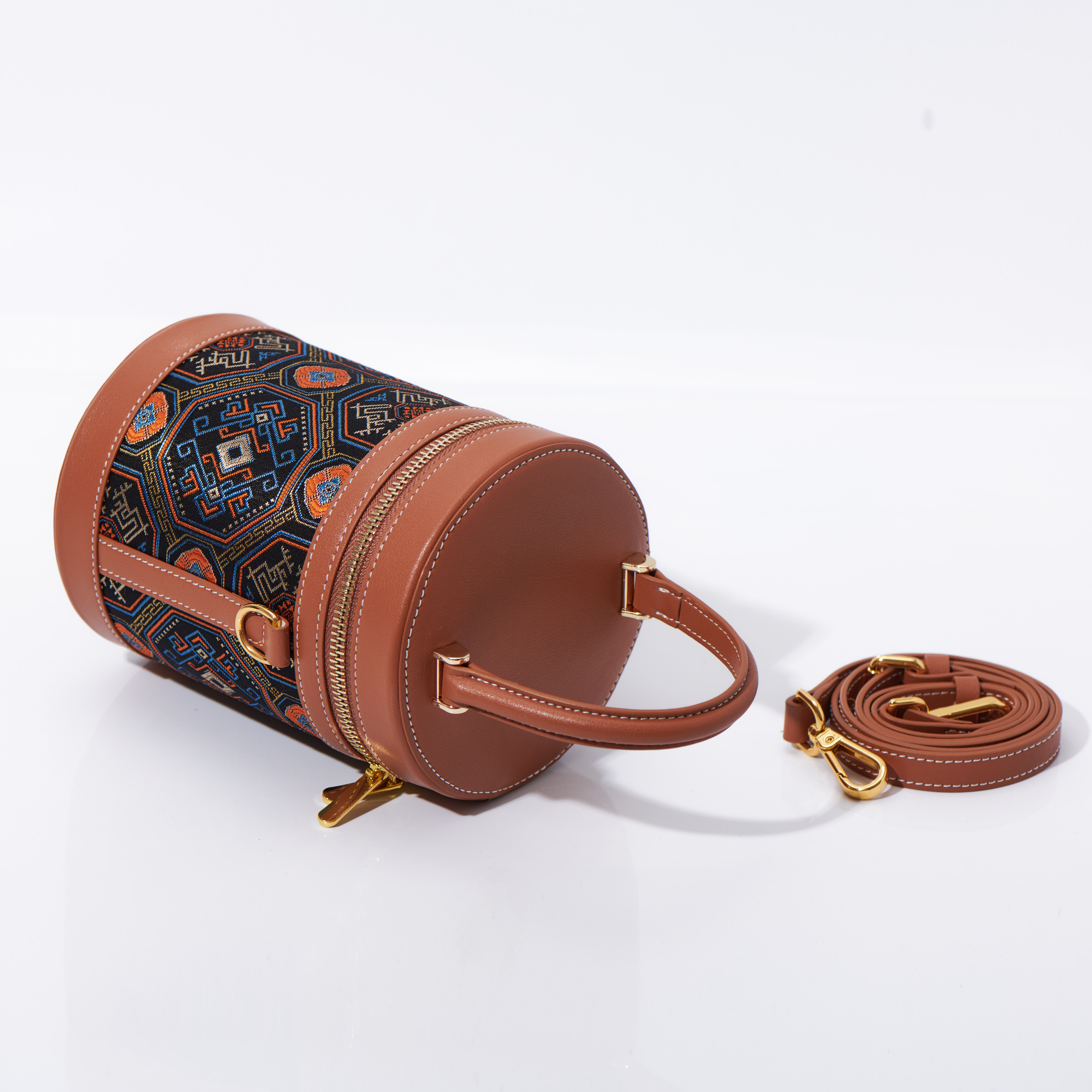Elegant Traditional Embroidery Handmade Brocade Cute Bucket HandBag