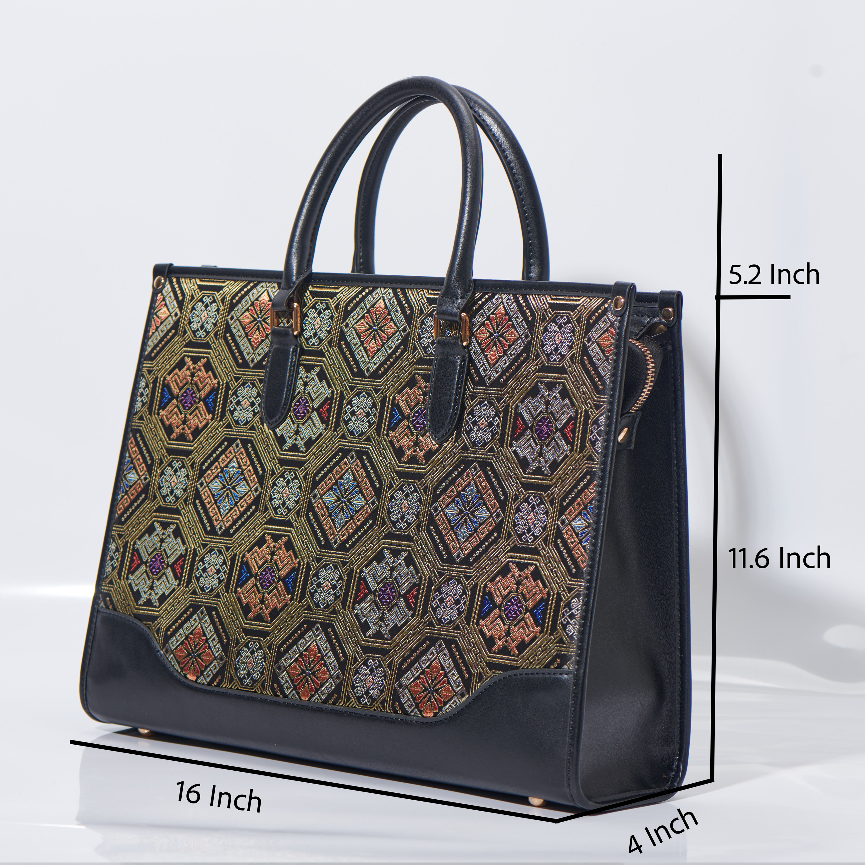 Large Size Vintage Zhuang Brocade Pattern Embroidery Classical Handmade Handag