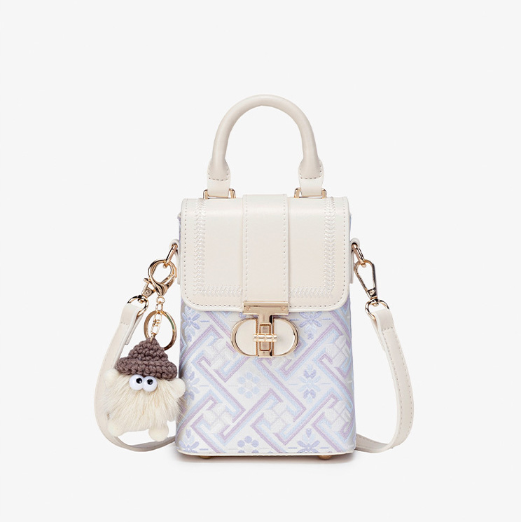 Cute Mini Size Handmade Brocade Pattern Daily Crossbody Bag