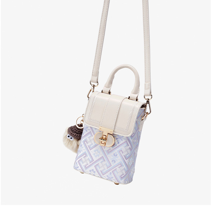 Cute Mini Size Handmade Brocade Pattern Daily Crossbody Bag