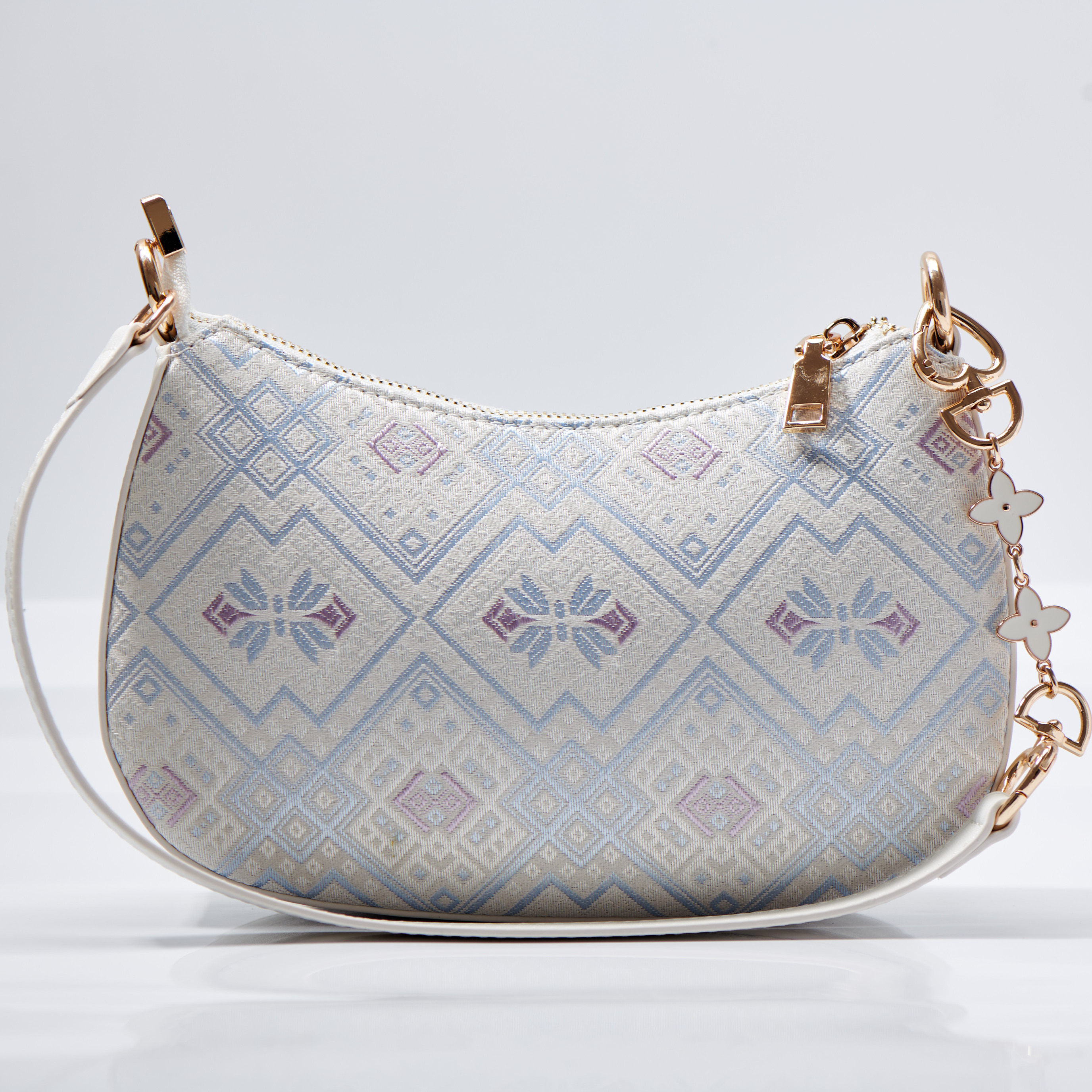 Crescent Moon Ancient Embroidery Medium Size Classical Handmade Brocade Patter Shoulder Bag