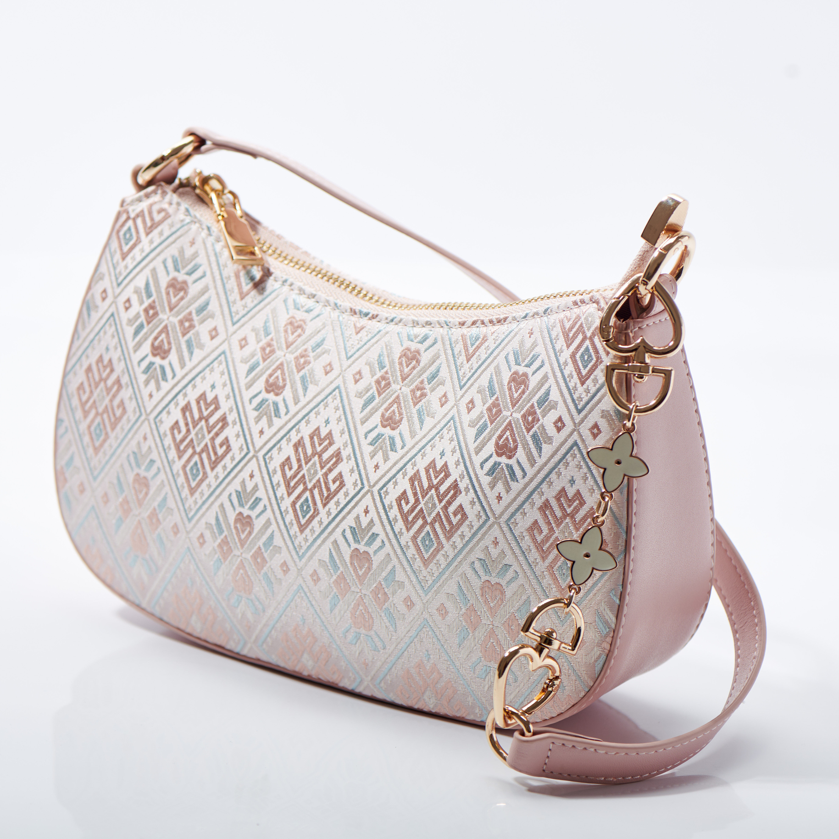 Crescent Moon Ancient Embroidery Medium Size Classical Handmade Brocade Patter Shoulder Bag