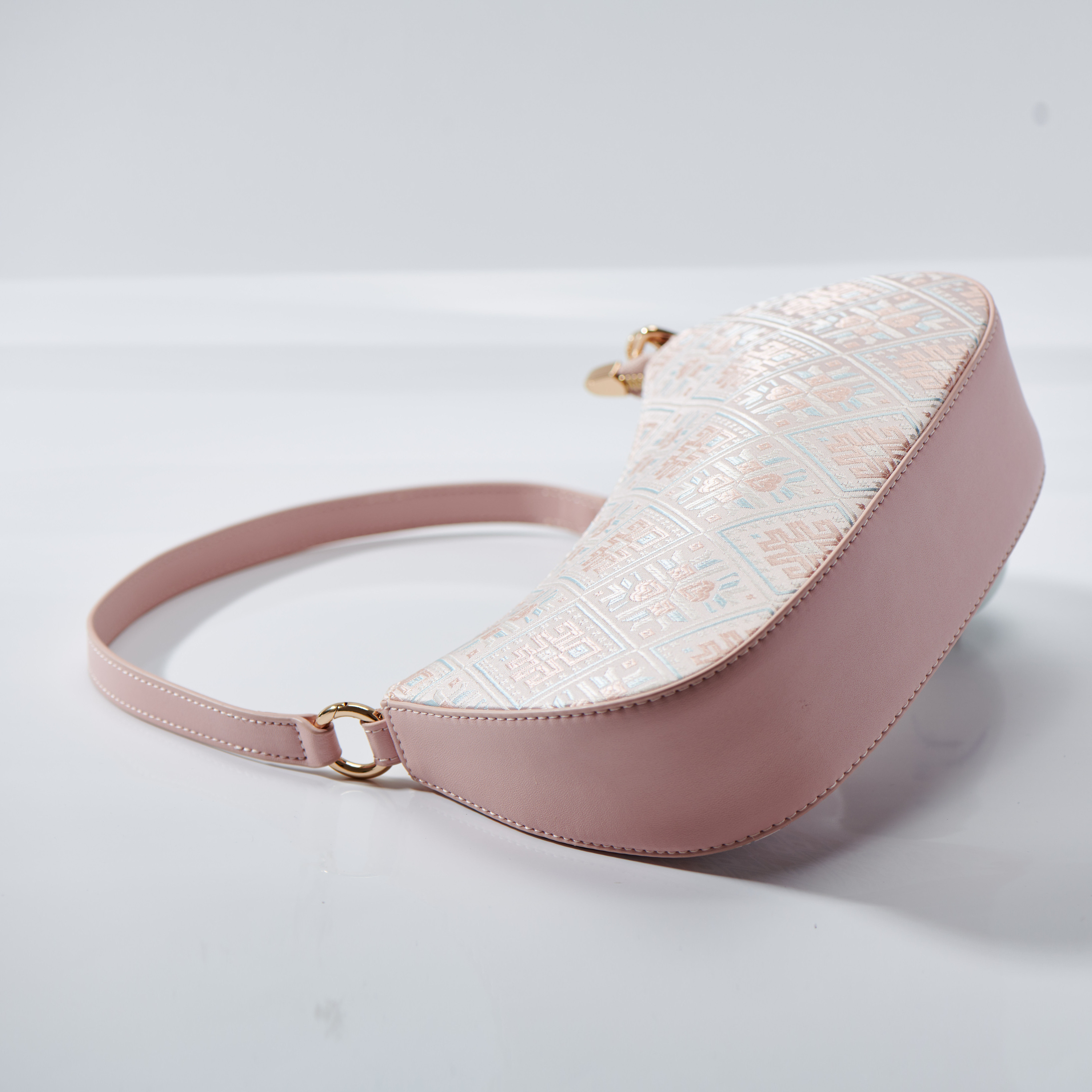 Crescent Moon Ancient Embroidery Medium Size Classical Handmade Brocade Patter Shoulder Bag