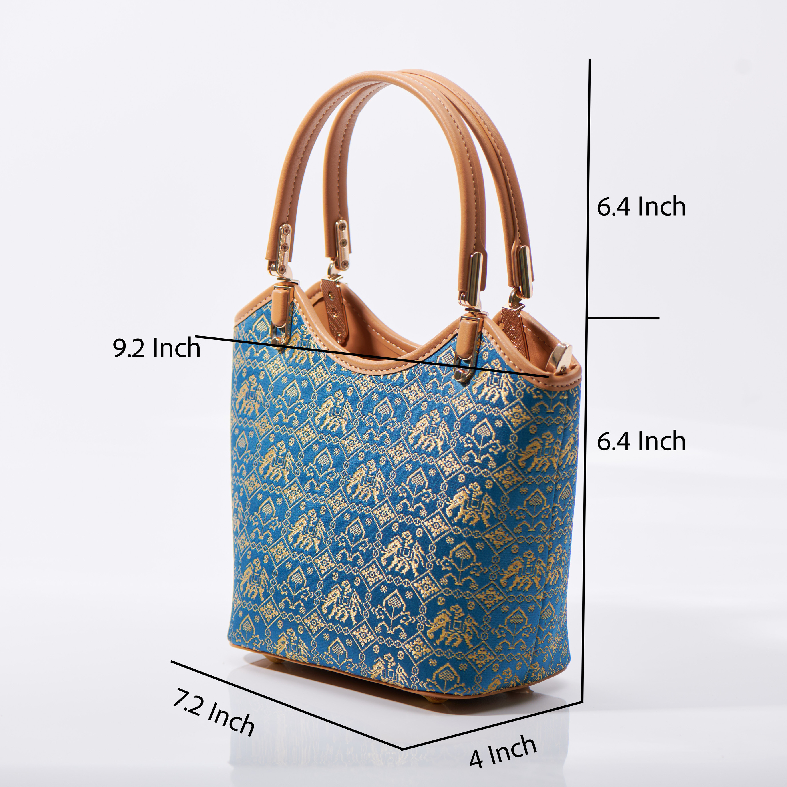Large Capacity Retro Style Handmade Brocade Daily Bucket HandBag