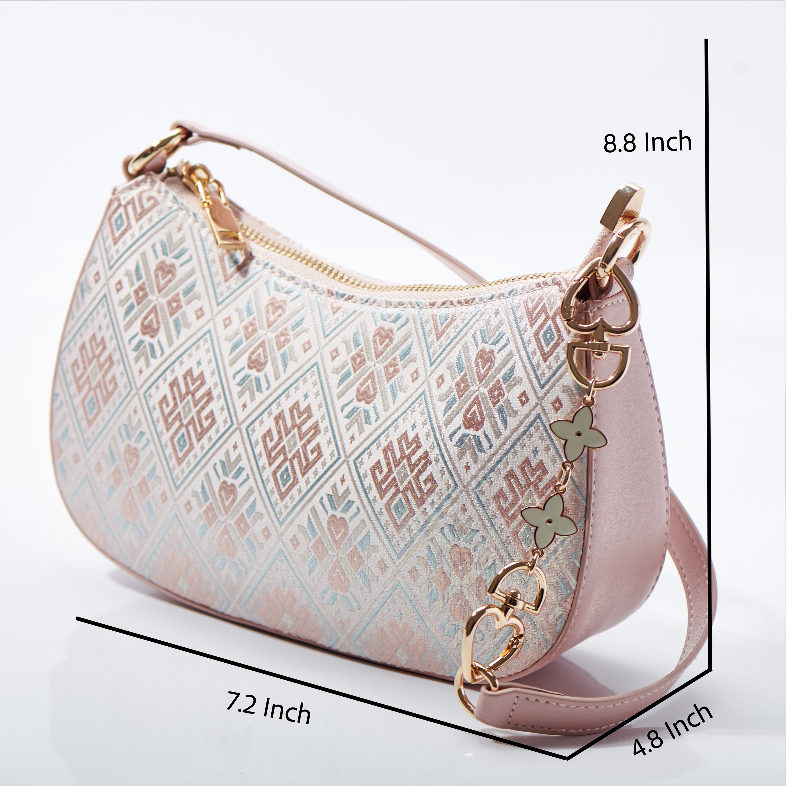Crescent Moon Ancient Embroidery Medium Size Classical Handmade Brocade Patter Shoulder Bag