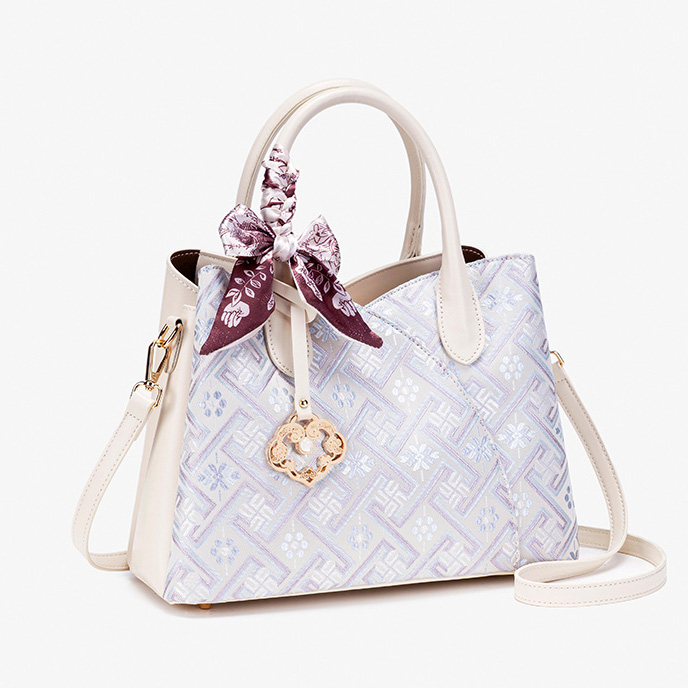 Modern Fashion Medium Size Large Capacity Embroidery Handwoven Zhuang Pattern Handag