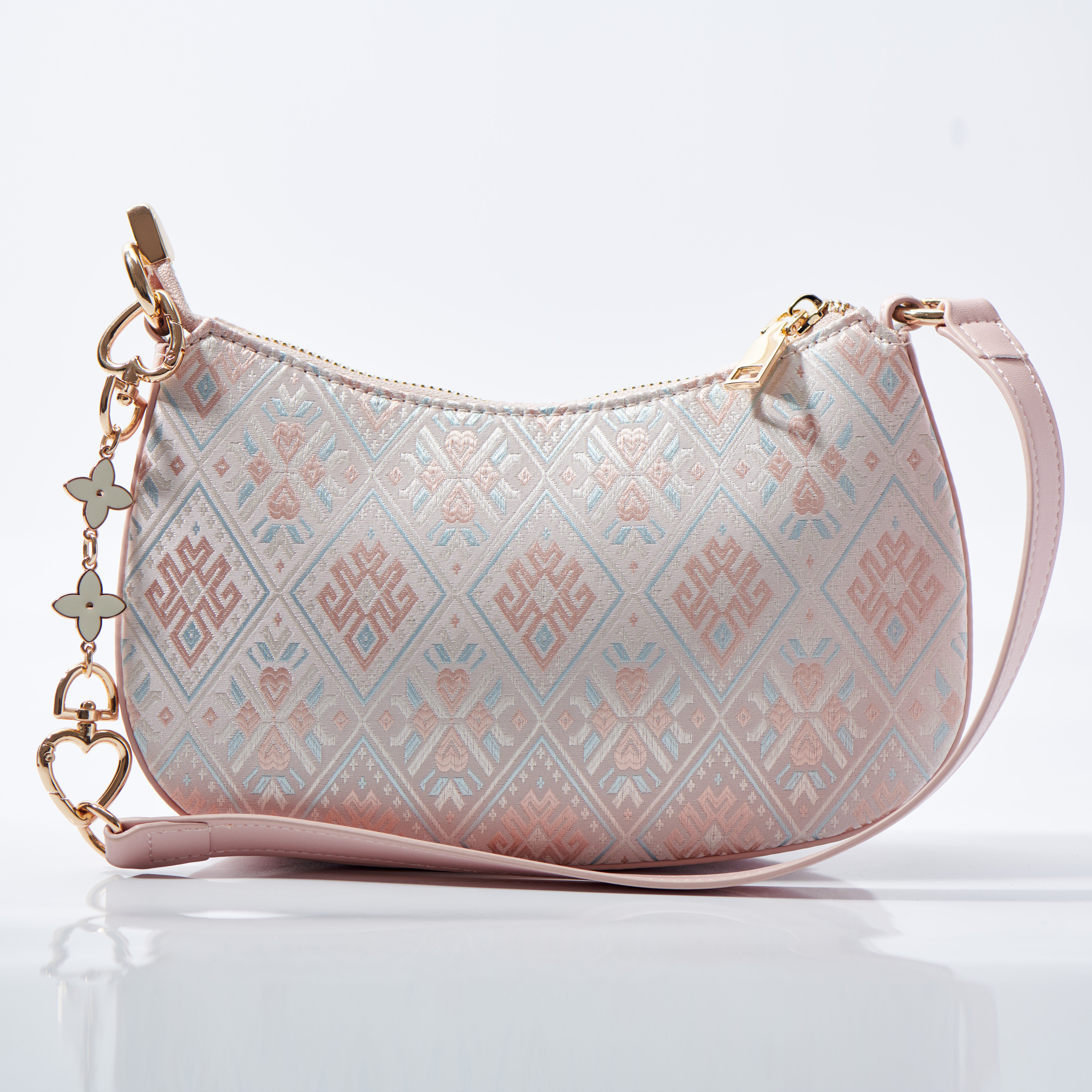 Crescent Moon Ancient Embroidery Medium Size Classical Handmade Brocade Patter Shoulder Bag