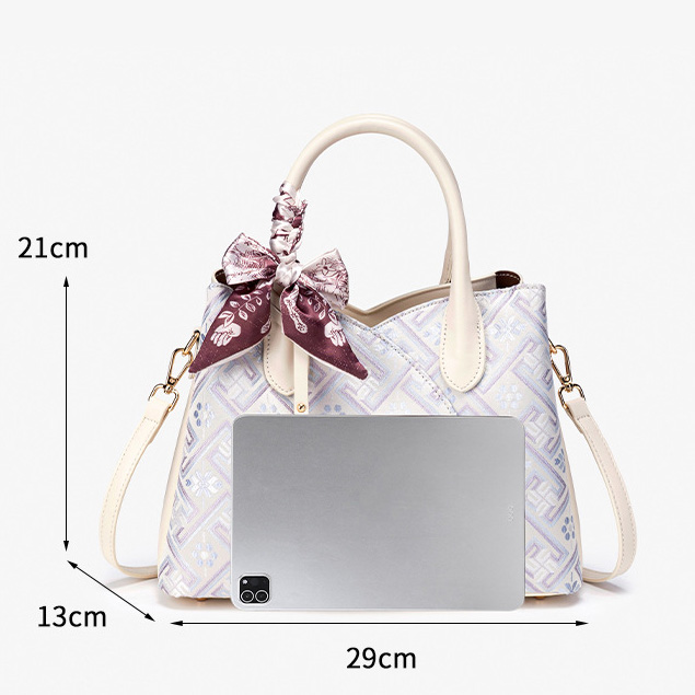 Modern Fashion Medium Size Large Capacity Embroidery Handwoven Zhuang Pattern Handag