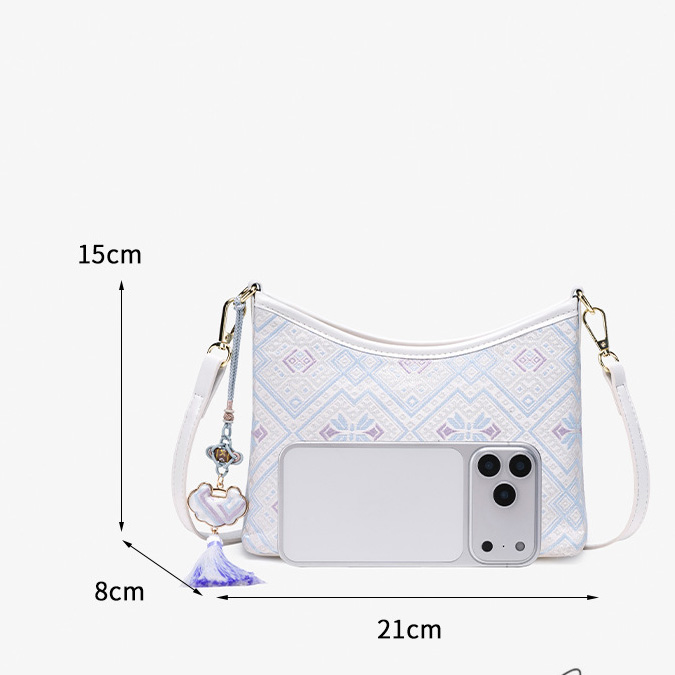 Cute Embroidery Small Size Handwoven Zhuang Pattern Modern Daily Crossbody Bag