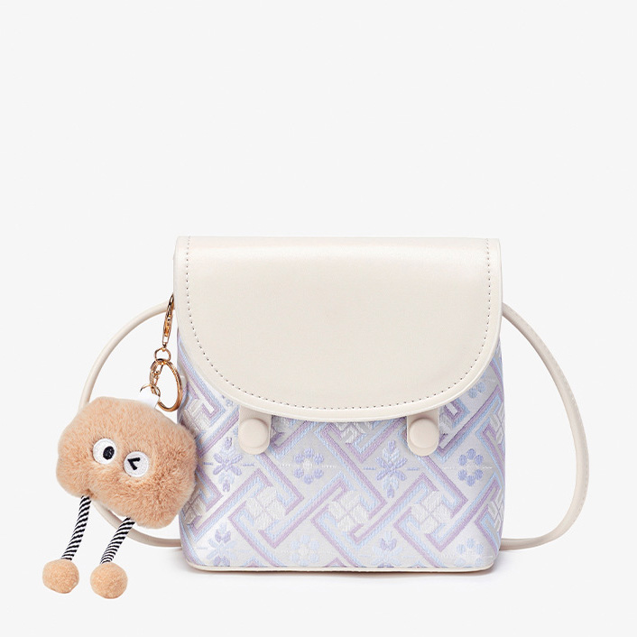 Brocade Pattern Cute Mini Size Handmade Daily Crossbody Bag
