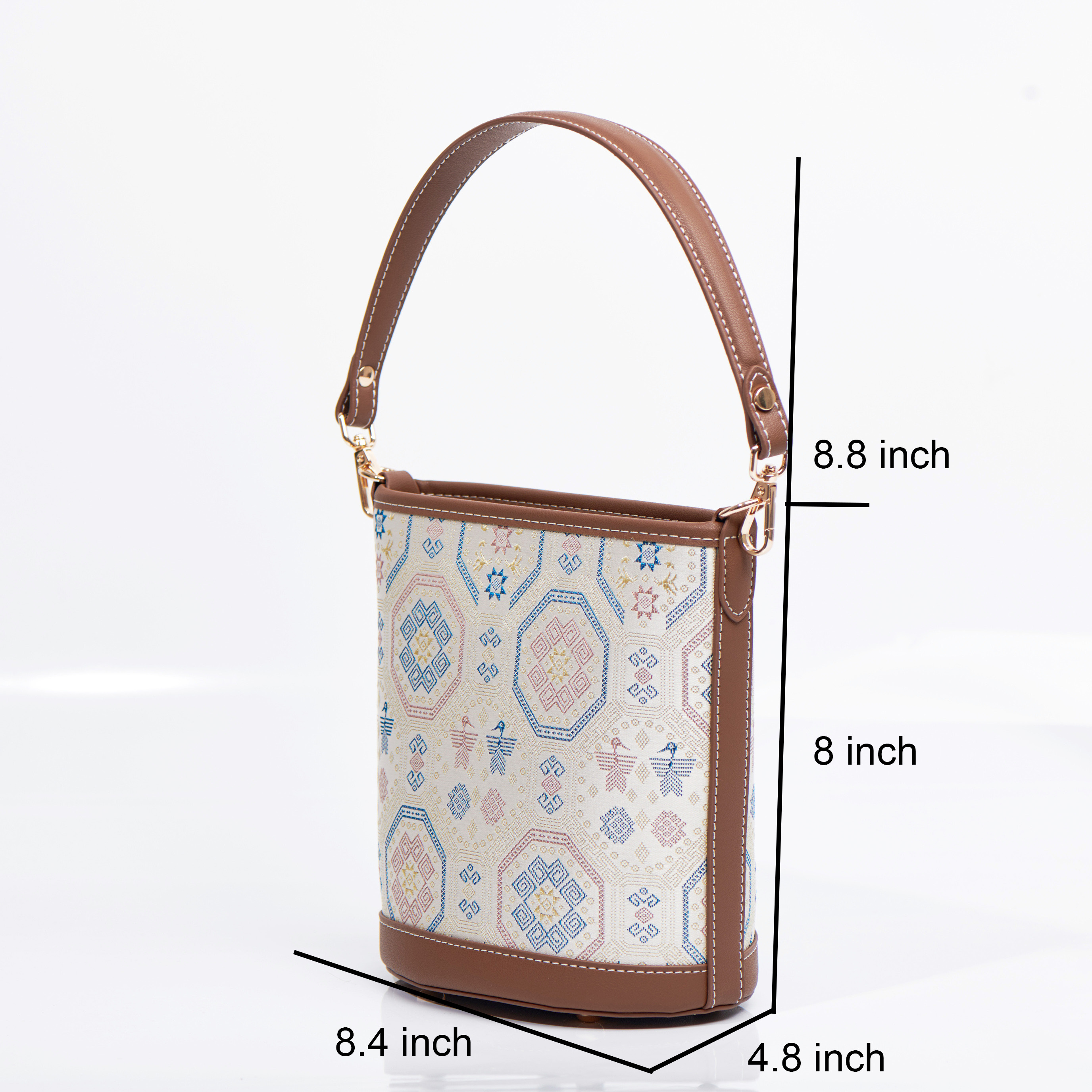 Boho Medium Size Large Capacity Embroidery Handwoven Zhuang Pattern Handag