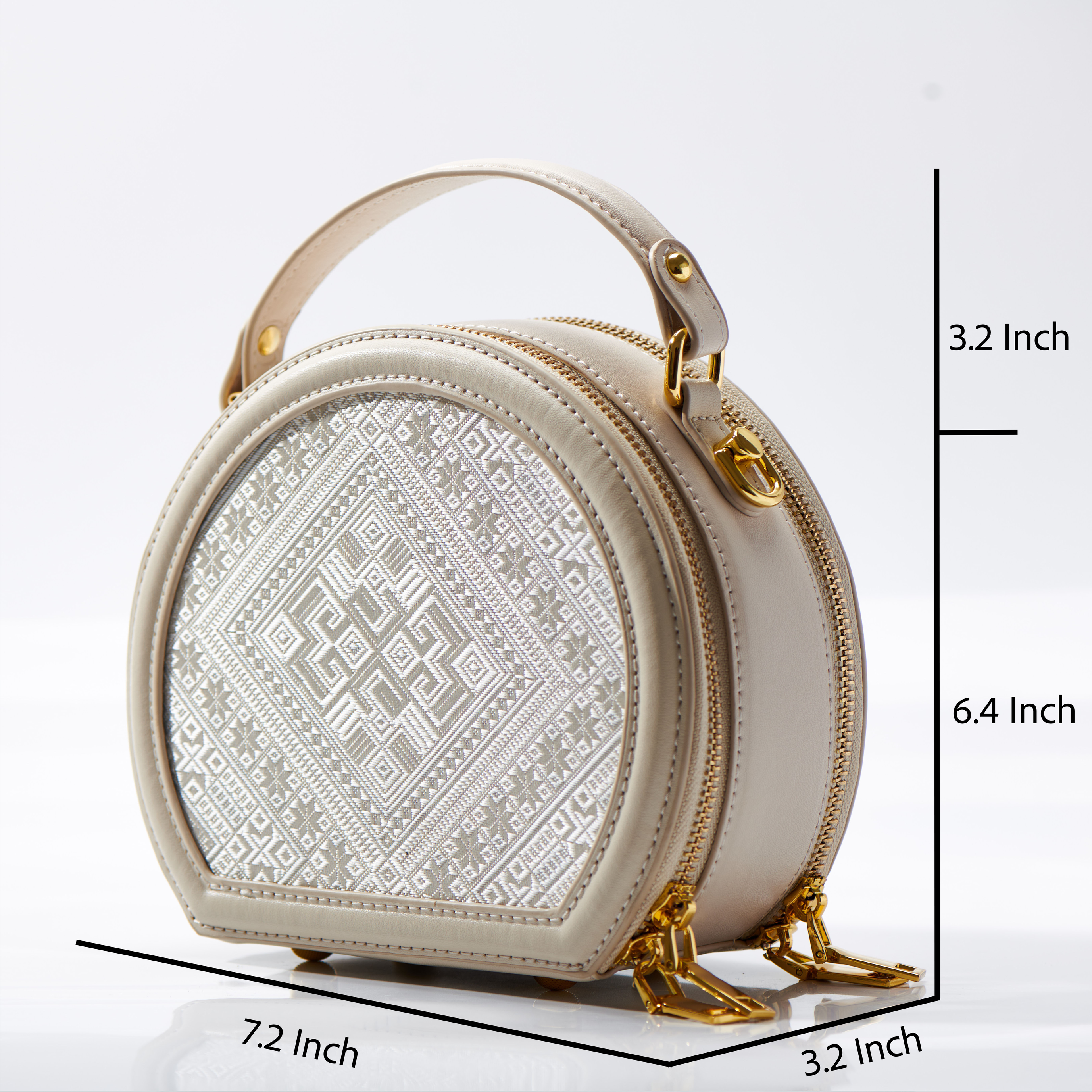 Small Size Cute Oval Embroidery Handmade Brocade Patter Handbag