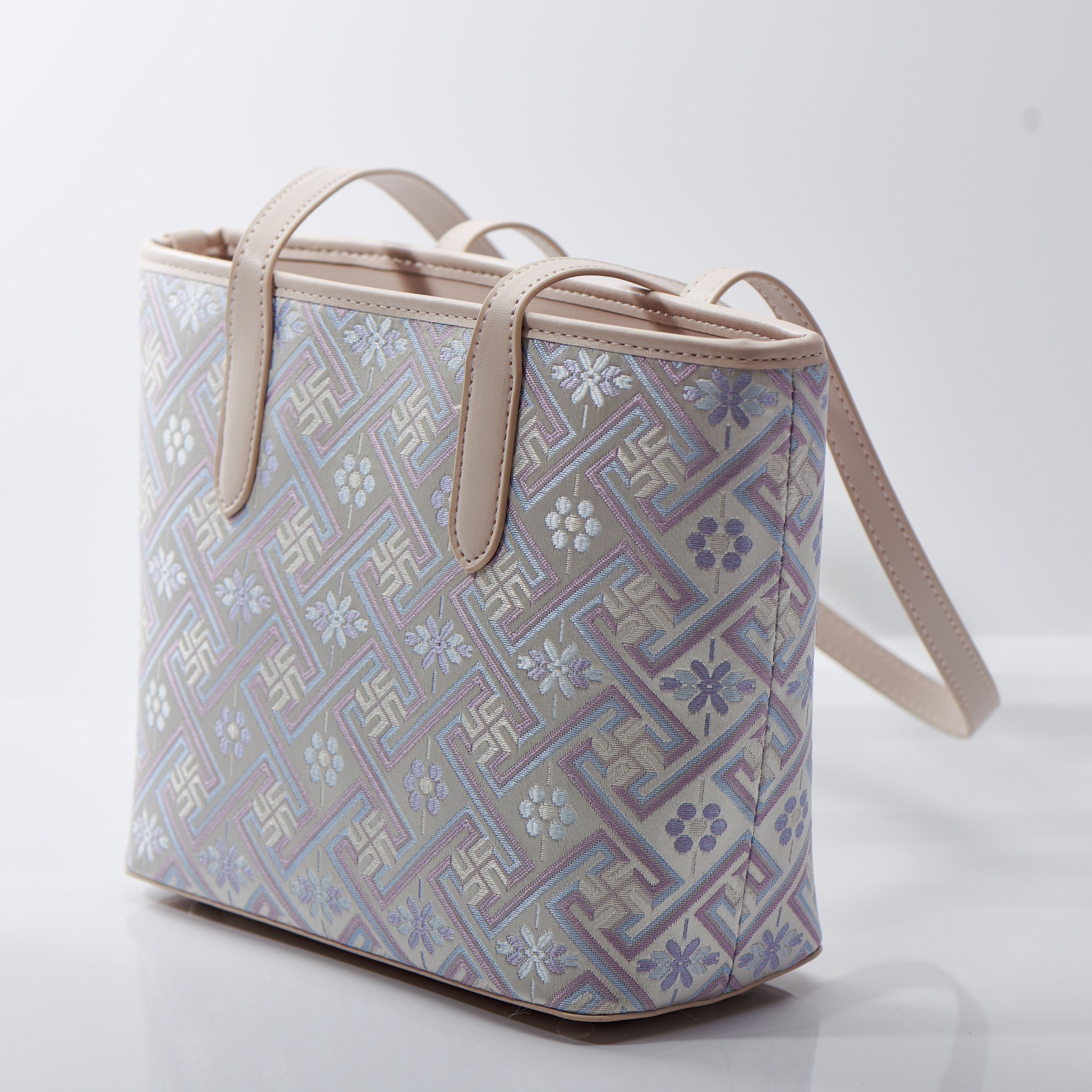 Medium Size Traditional Embroidery Classical Handmade Brocade Patter Tote Bag