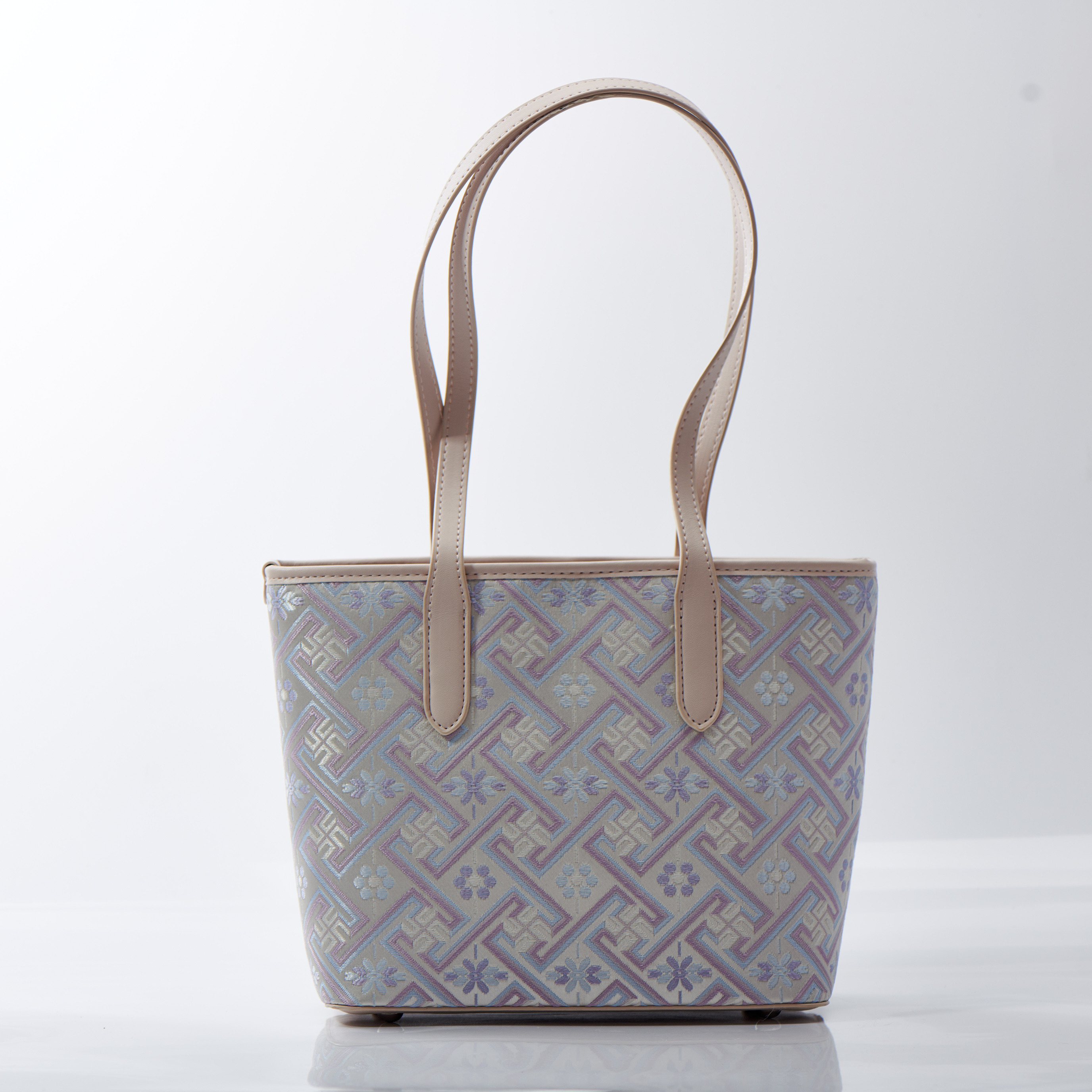Medium Size Traditional Embroidery Classical Handmade Brocade Patter Tote Bag
