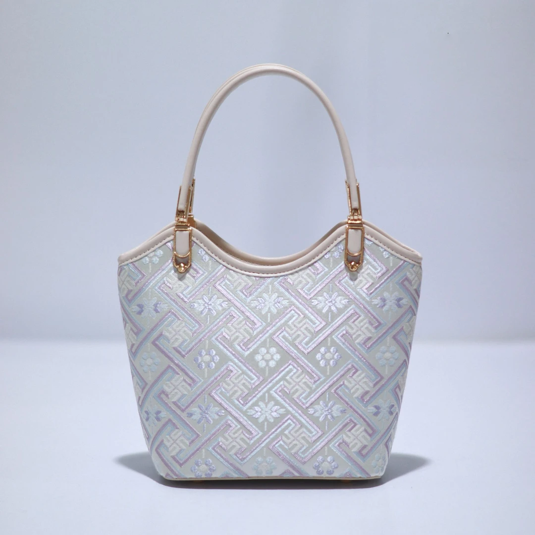 Embroidery Traditional Retro Style Handmade Brocade Daily Bucket HandBag